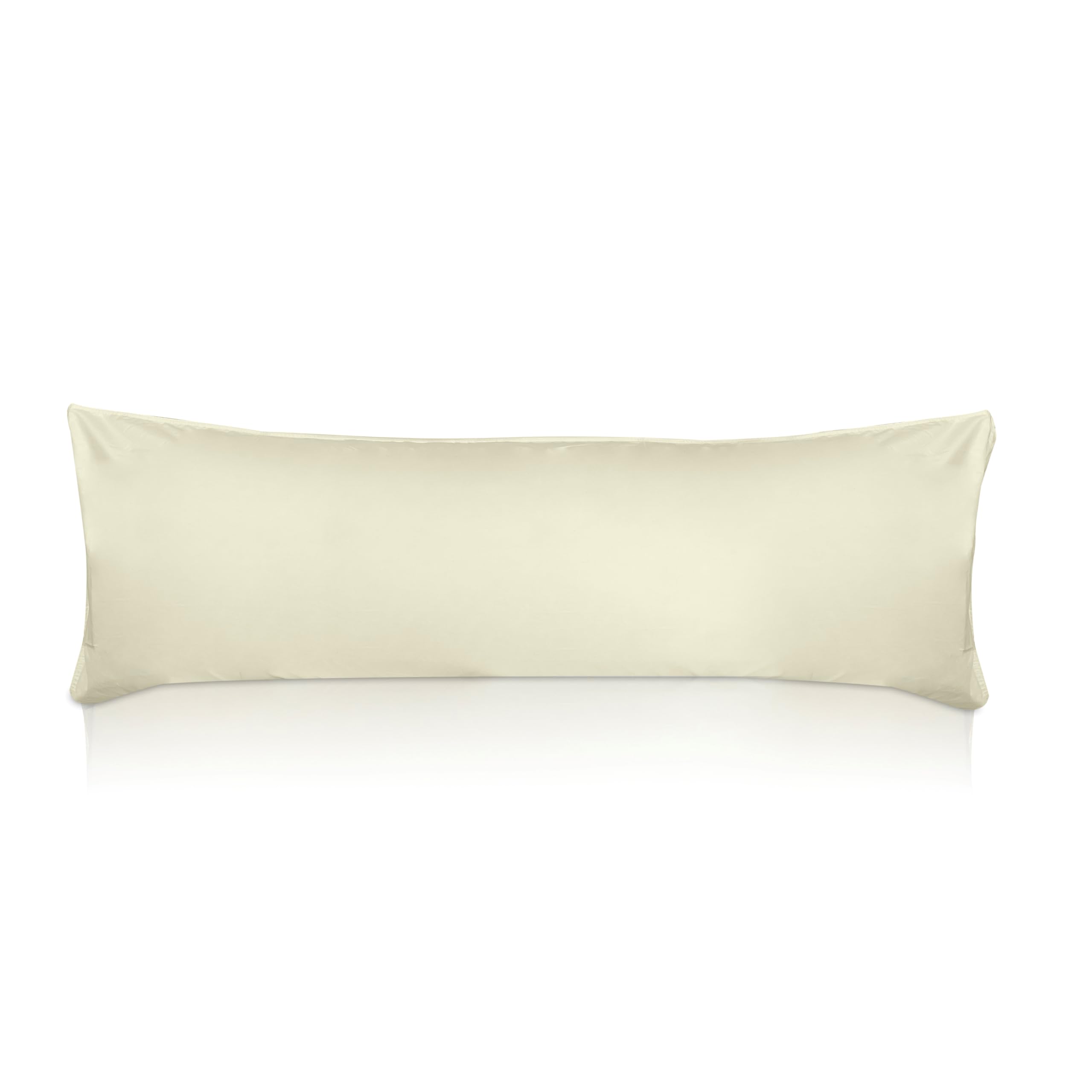 Pillowtex Ivory Cotton Body Pillow Cover 20x60 Inches - Soft Breathable Zippered Long Body Pillowcase for Adults & Pregnancy Support | Home Decor, Bedroom Essentials, Comfortable Sleeping Aid