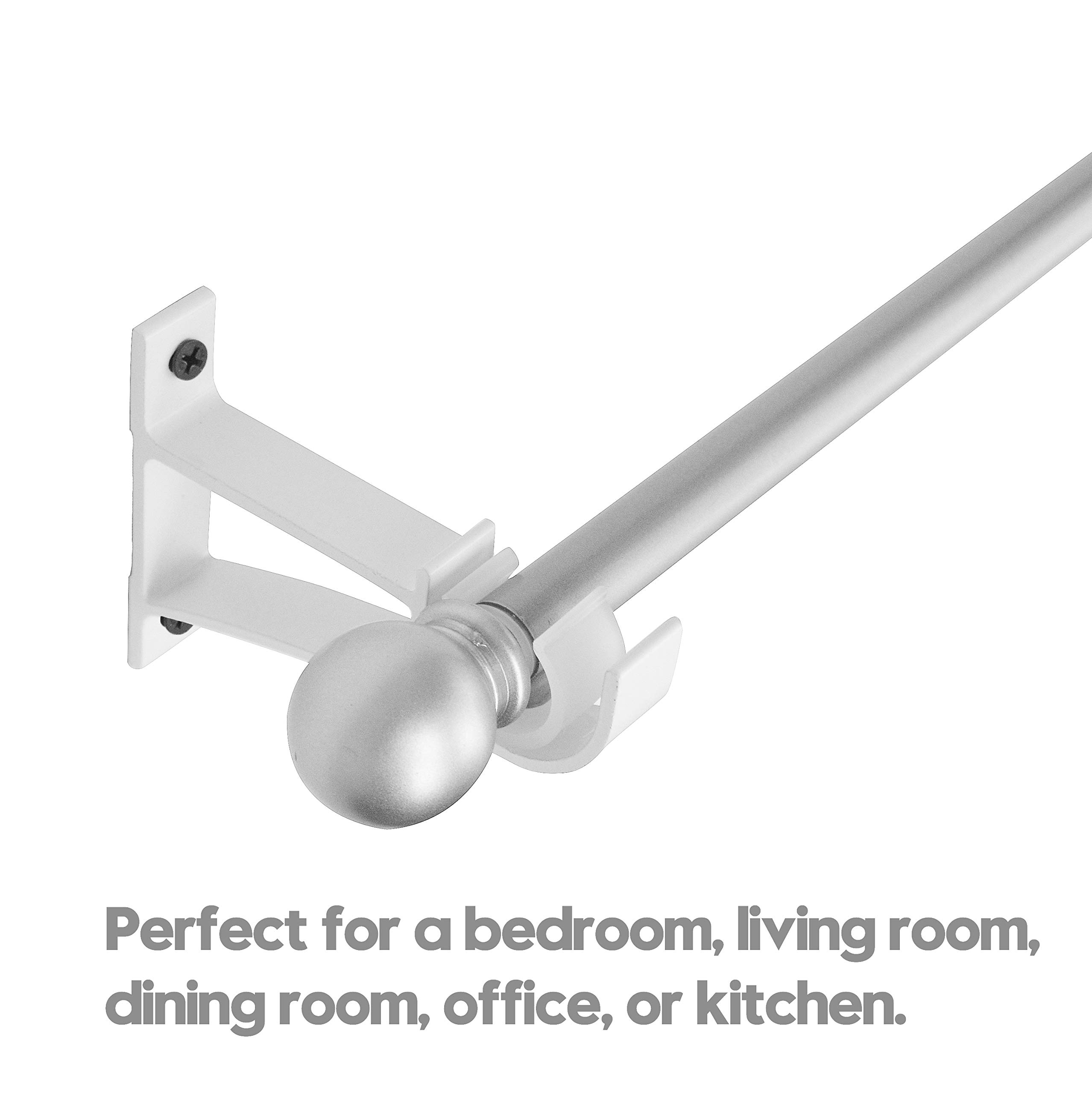 4 Pack Heavy Duty Curtain Rod Brackets - Single Drapery Rod Holders for 0.8 to 1 Inch Rods - Sturdy White Curtain Hooks for Living Room, Bedroom & Bathroom - Perfect for Blackout Curtains, Sheer Drapes & Home Decor