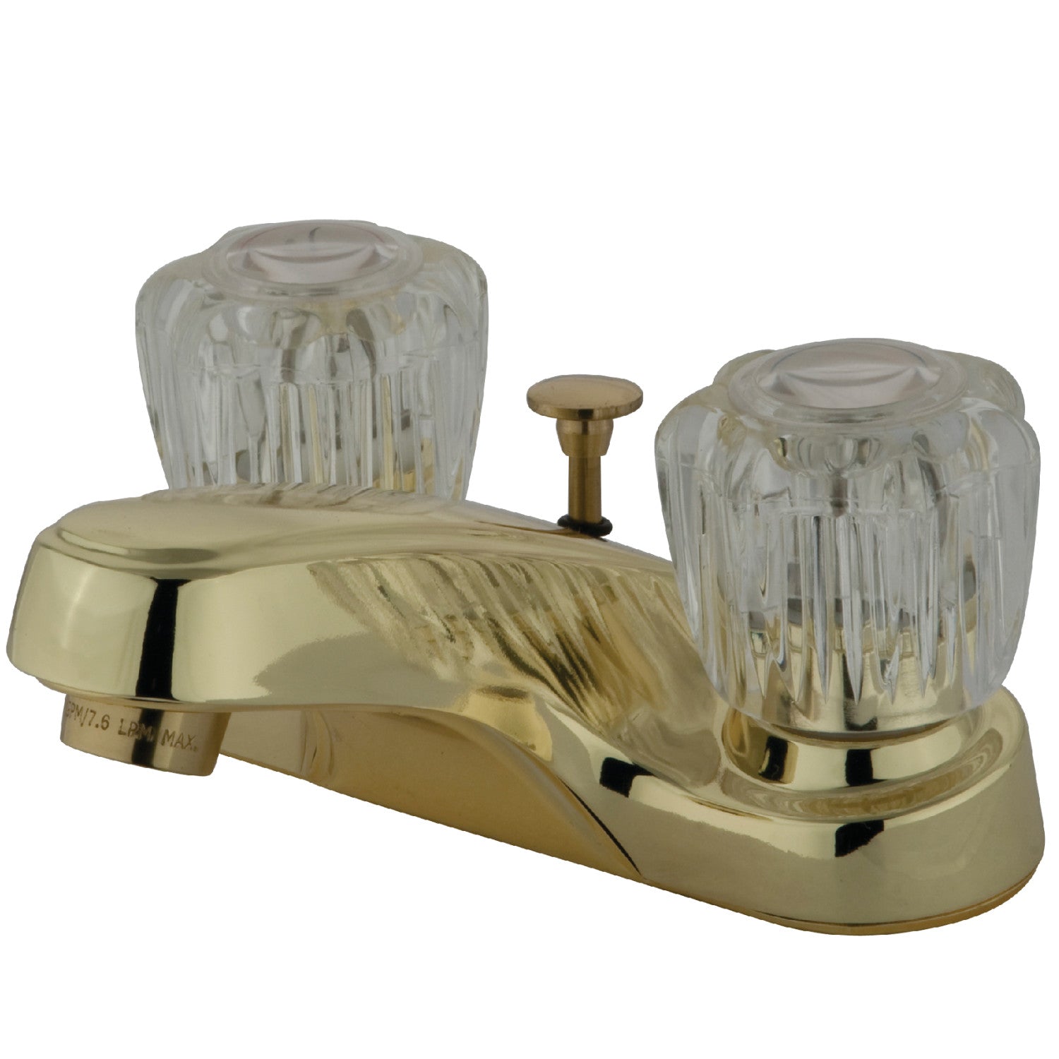 Americana KB162B 4 Inch Centerset Bathroom Faucet - Double Handle Deck Mount 3 Hole Sink Faucet with Brass Pop Up Drain, Polished Brass Finish - Perfect for Bathroom Vanity, Powder Room & Guest Bath Installation