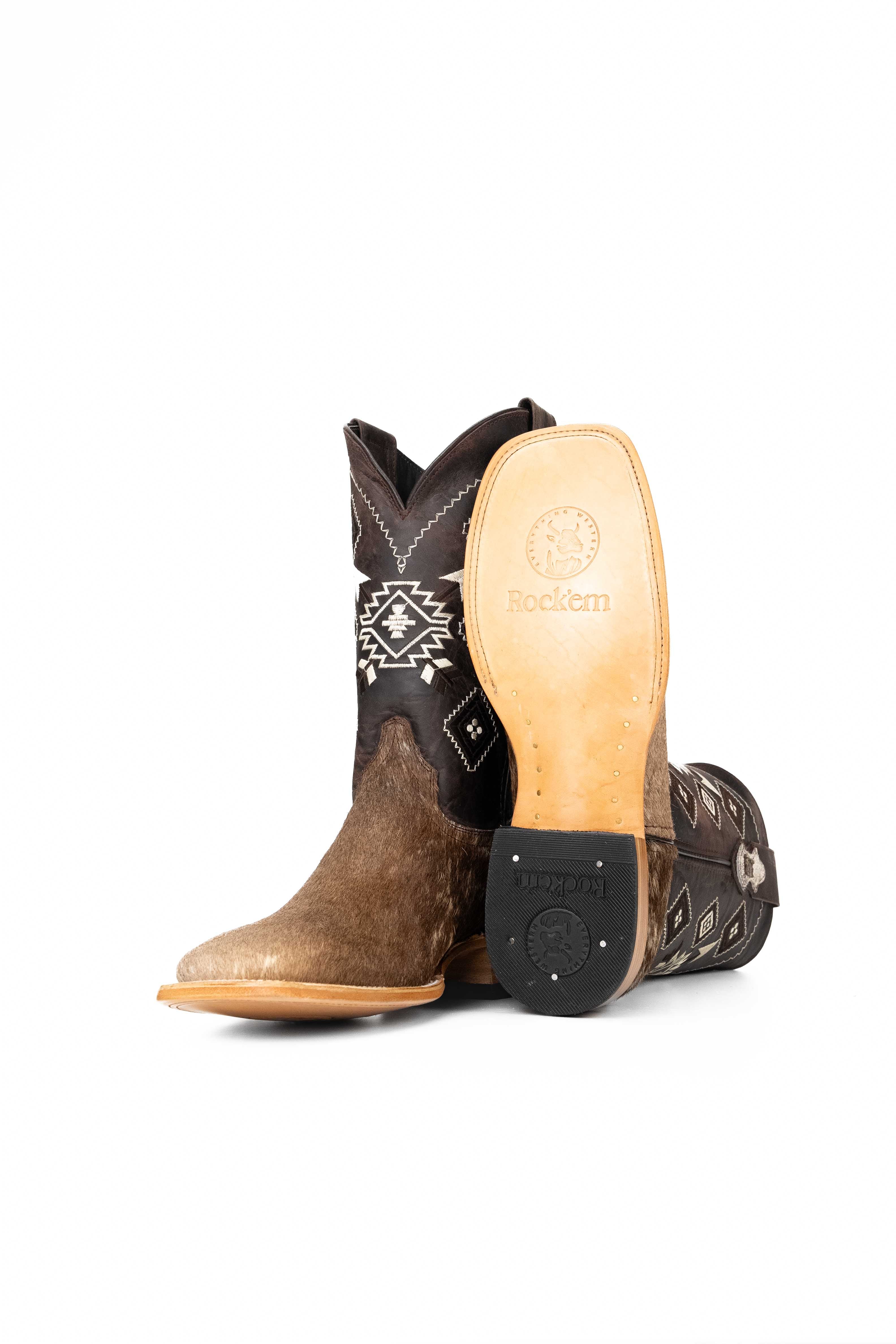 Authentic Men's Cowhide Square Toe Cowboy Boots - Size 11 - Western Style Rodeo Footwear - Perfect for Country Dancing, Rodeo Events & Casual Wear