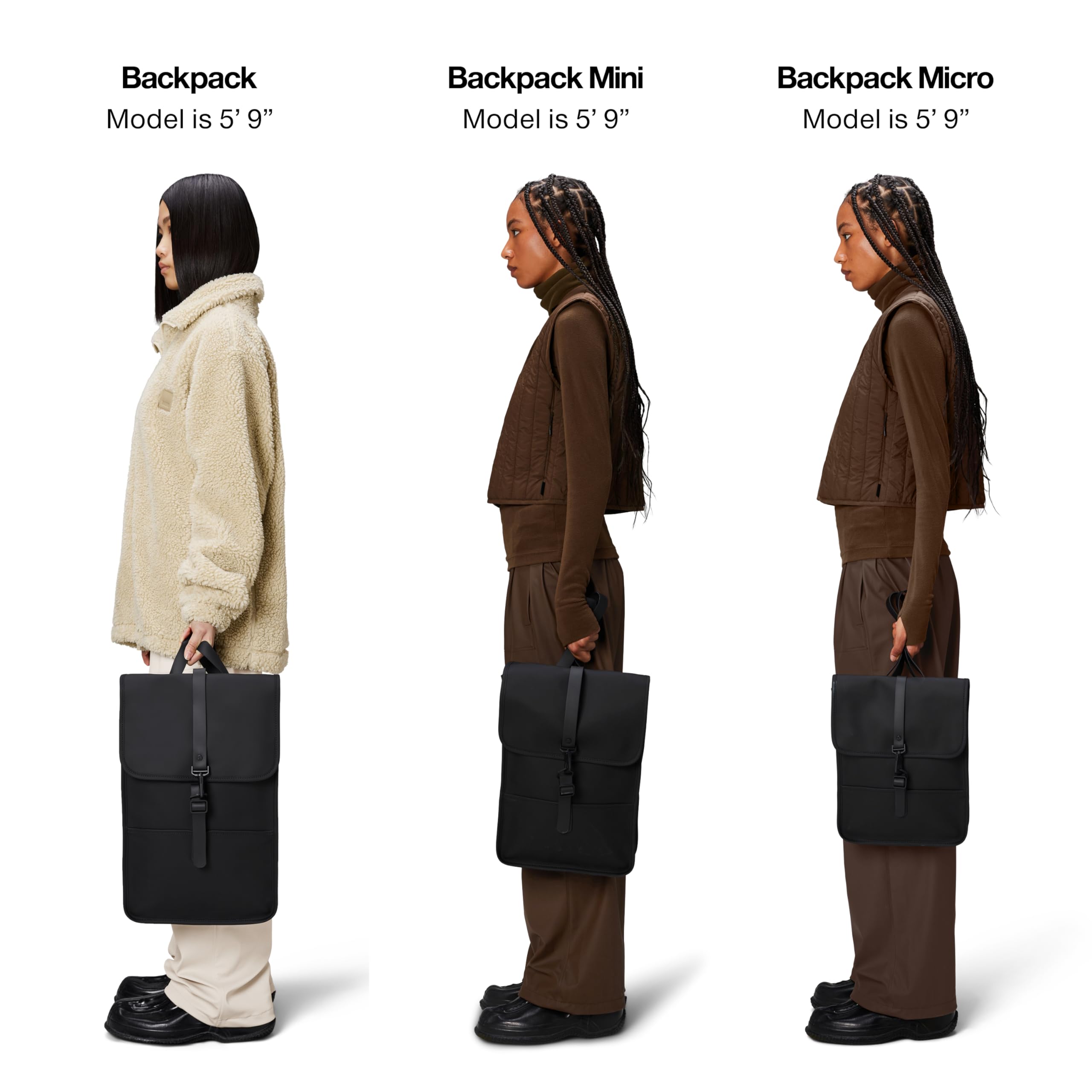 RAINS Mini Backpack - Compact Waterproof Daypack with Prominent Flap & Central Carabiner Closure - Perfect for Travel, Hiking, and Everyday Use
