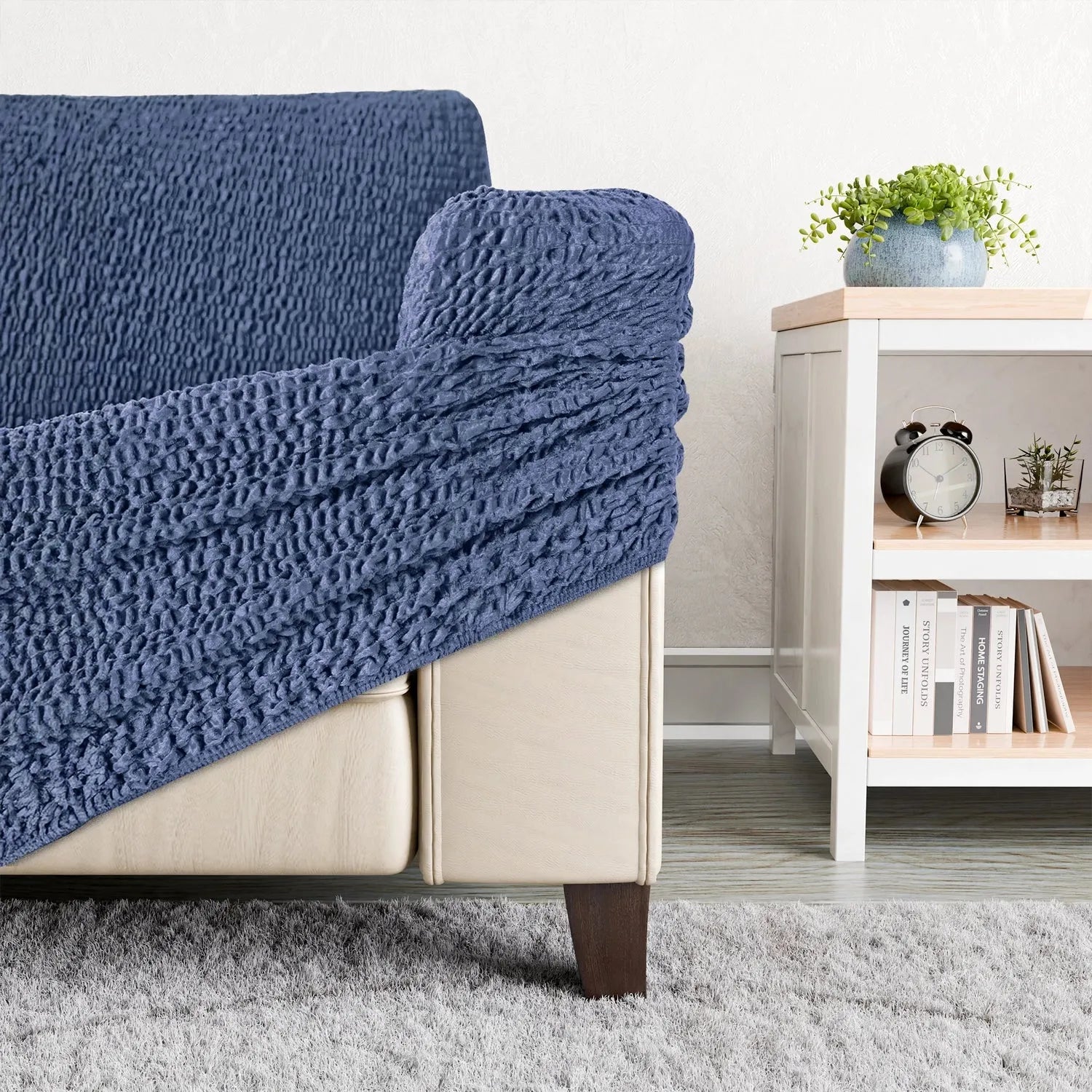 2 Seater Recliner Slipcover - Soft Velvet Stretch Sofa Cover with Elastic Hem, Perfect for Living Room Furniture Protection and Style Upgrade