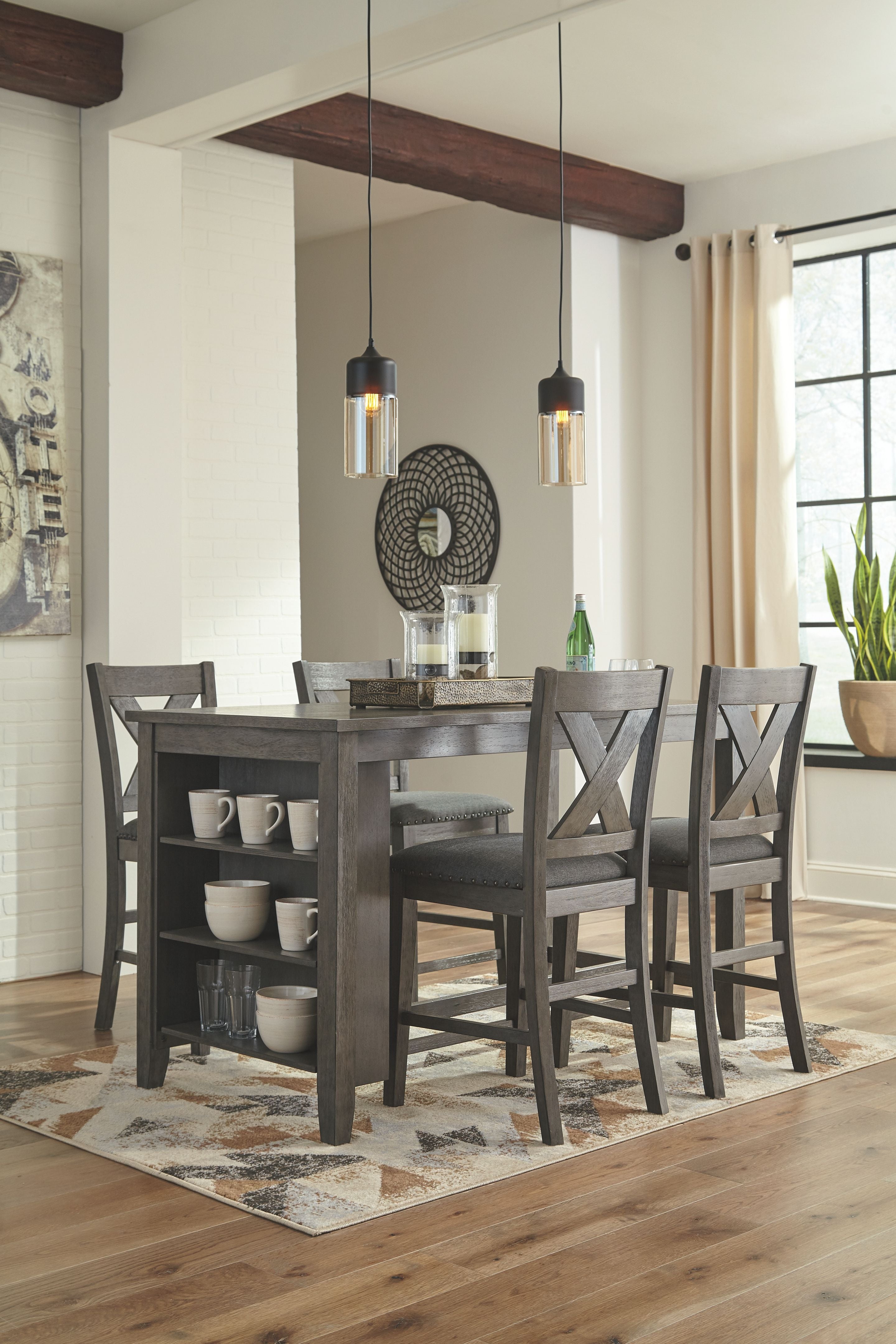 Caitbrook Gray Upholstered Barstool Set of 2 - Modern Kitchen Island Stools for Dining & Home Bar - Comfortable Counter Height Seating for Breakfast Nook & Entertainment Areas