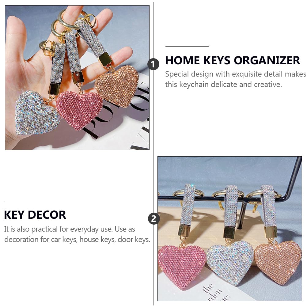 VALICLUD Rhinestone Sparkly Heart Keychain - Shiny Bag Charm Pendant for Women, Handbags, Backpacks & Car Decor - Perfect Gift for Valentine's Day, Birthday & Party Favors