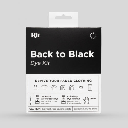 RIT Back to Black Dye Kit - Restore Faded Clothes & Fabrics to Like-New Black | Perfect for Jeans, T-Shirts, Curtains & Home Decor | Easy-to-Use Fabric Dye for DIY Projects