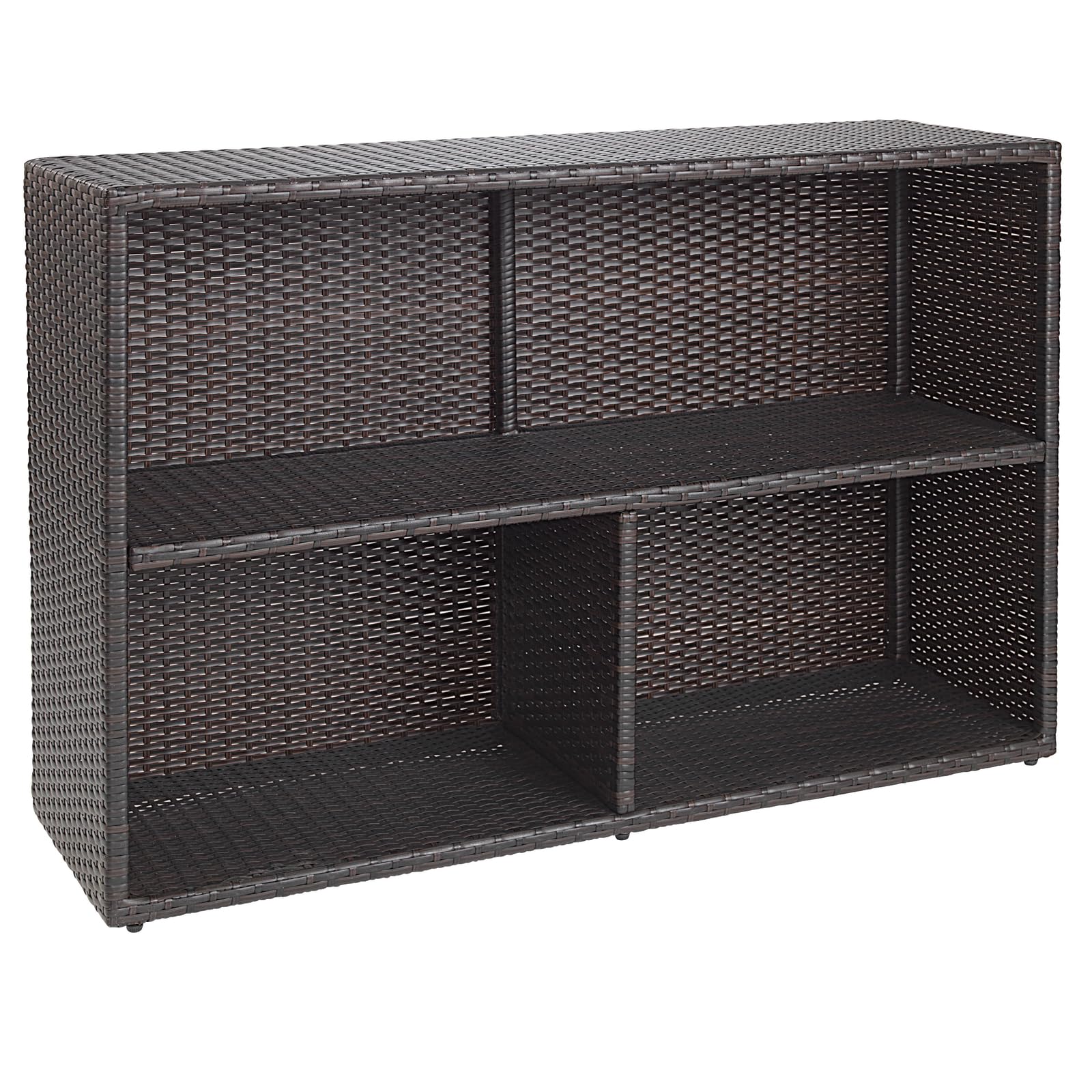 Excellerations Indoor/Outdoor Wicker-Look Storage Shelf with 3 Cubbies - Durable Preschool & Classroom Furniture for Toys, Books & Supplies - Perfect for Daycare, Playroom & Home Organization