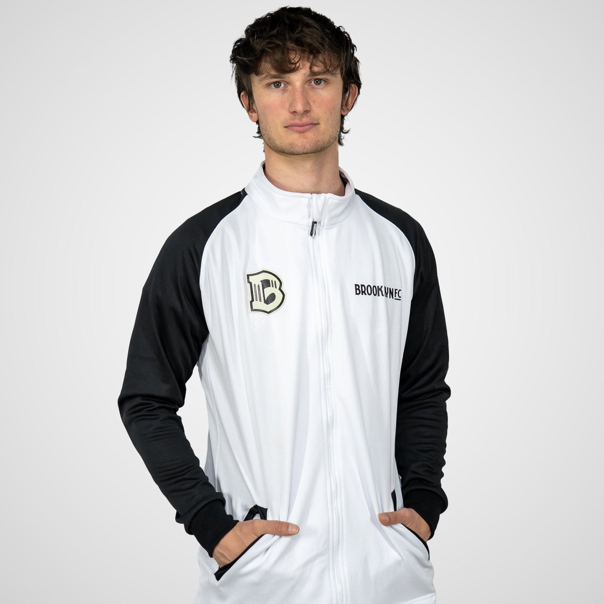 Brooklyn FC Men's White Jacket - Lightweight Windbreaker for Running, Hiking & Outdoor Activities | Water-Resistant & Breathable Jacket for Men