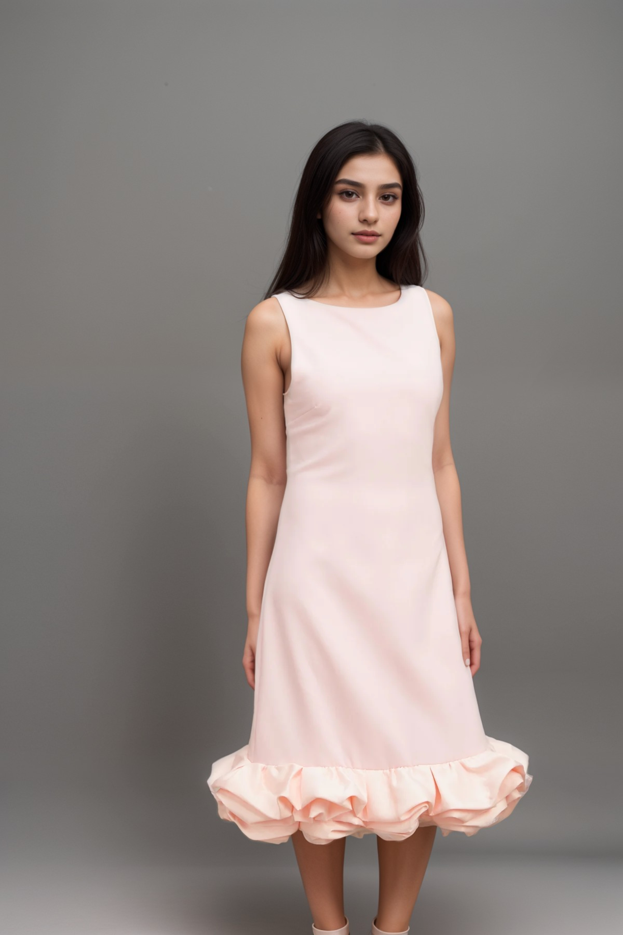 Charlène Pink Ruffled Sleeveless Midi Dress for Women - Elegant Summer Cocktail Party & Wedding Guest Outfit