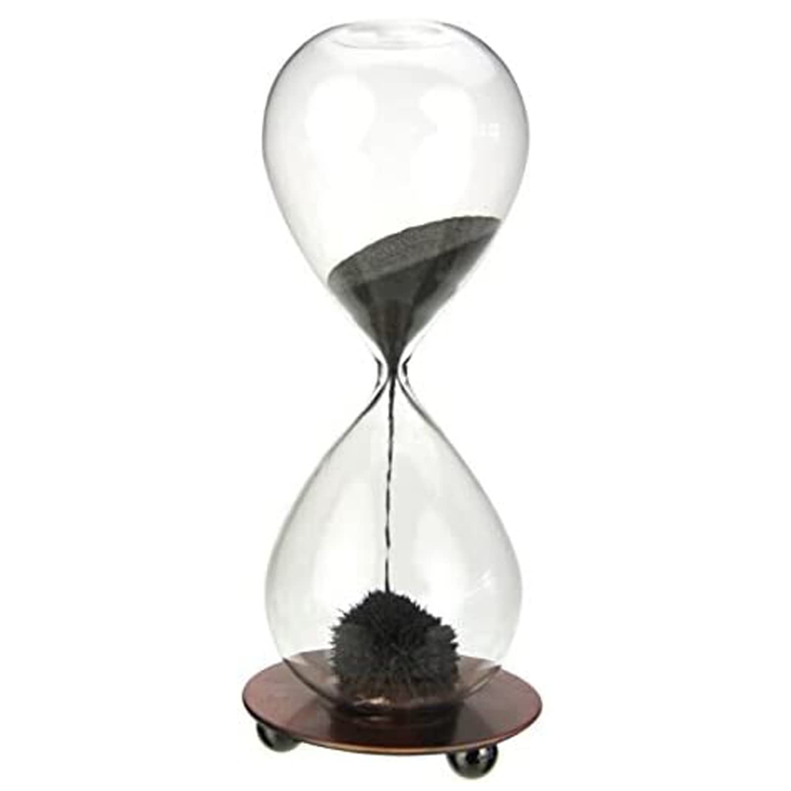 Black Magnetic Hourglass Sand Timer with Iron Base - Unique Desk Decor for Home, Office & Gifts | Stress Relief, Meditation & Productivity Tool
