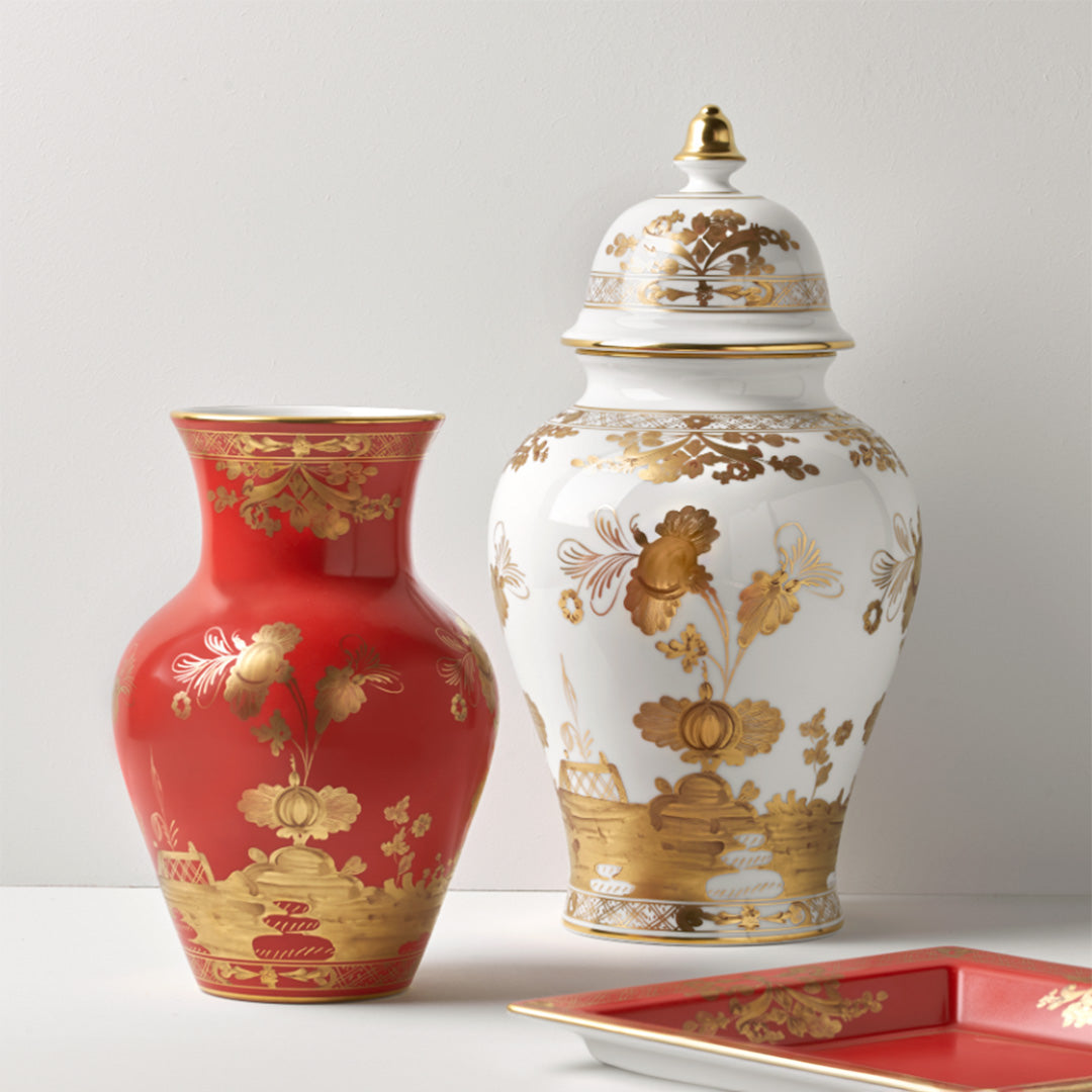 Oriente Italiano Ming Vase, Rubrum - Handcrafted Italian Ceramic Vase with Chinese Ming Dynasty Style, Perfect for Home Decor, Wedding Centerpieces & Luxury Gifts