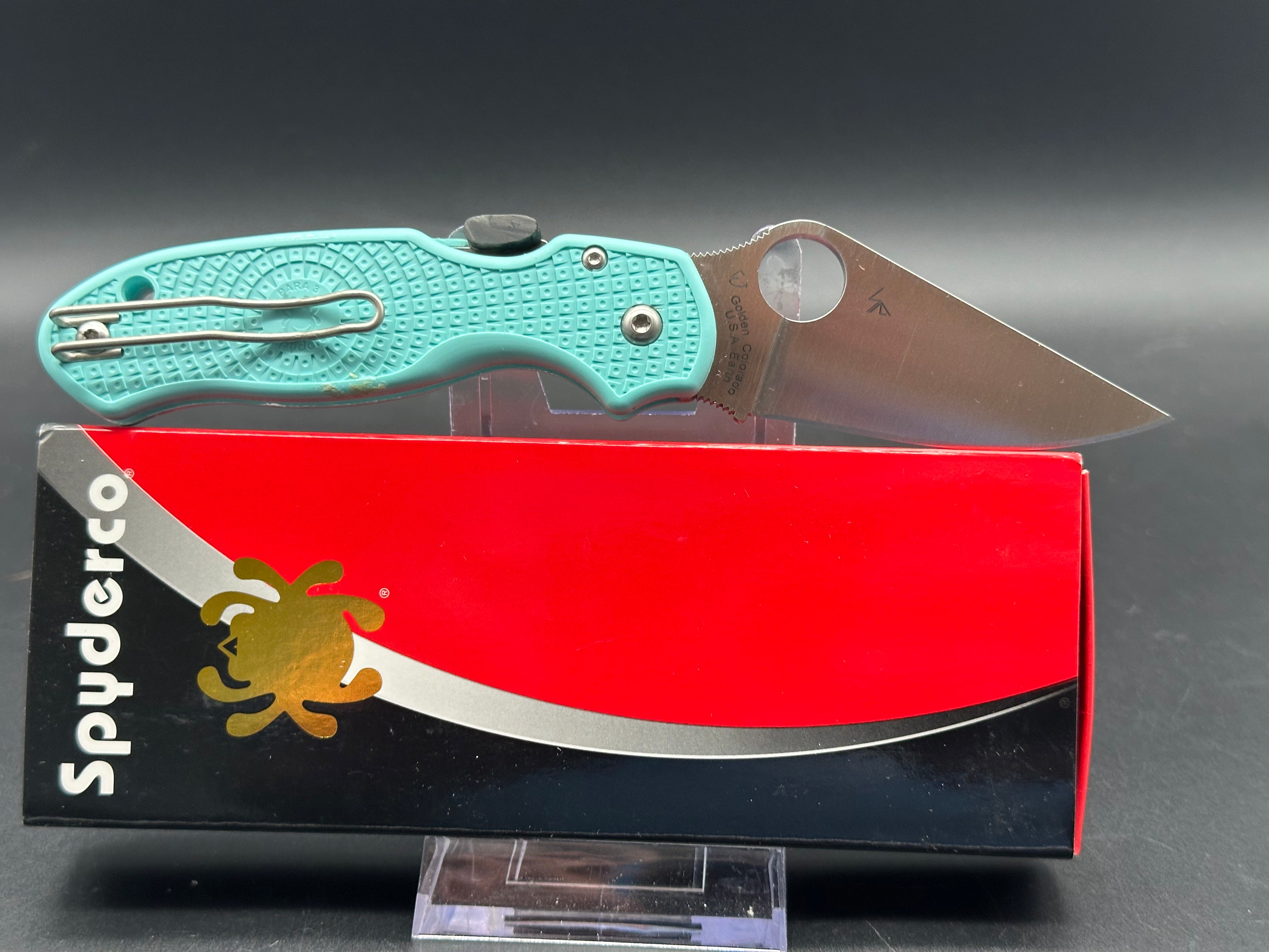Spyderco Para 3 Lightweight Folding Knife - Teal FRN Handle with CPM S90V Steel Blade - Perfect for EDC, Outdoor Adventures & Tactical Use
