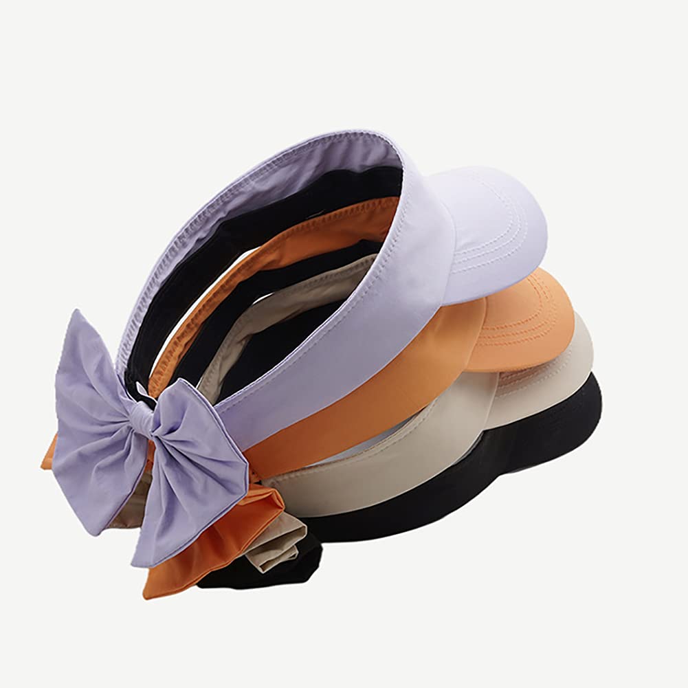Women's Summer Plaid Sun Hat with Adjustable Bow - UV Protection Wide Brim Beach Hat for Golf, Tennis, Travel & Outdoor Activities | Yellow Visor Sun Hat for Women & Girls