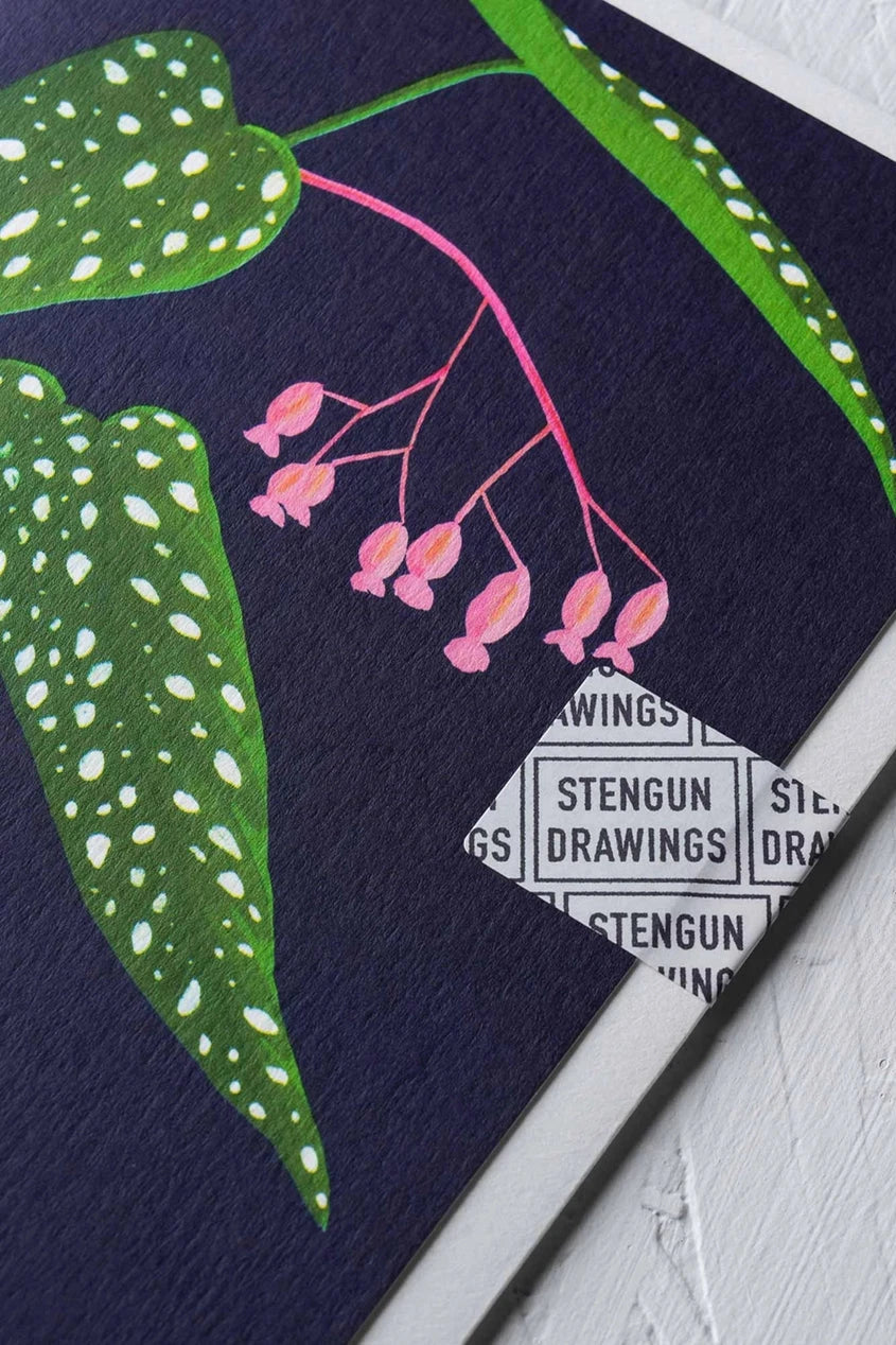 Beautiful Begonia Floral Greeting Card - Perfect for Birthdays, Anniversaries & Thank You Notes | Handmade Botanical Design for Special Occasions