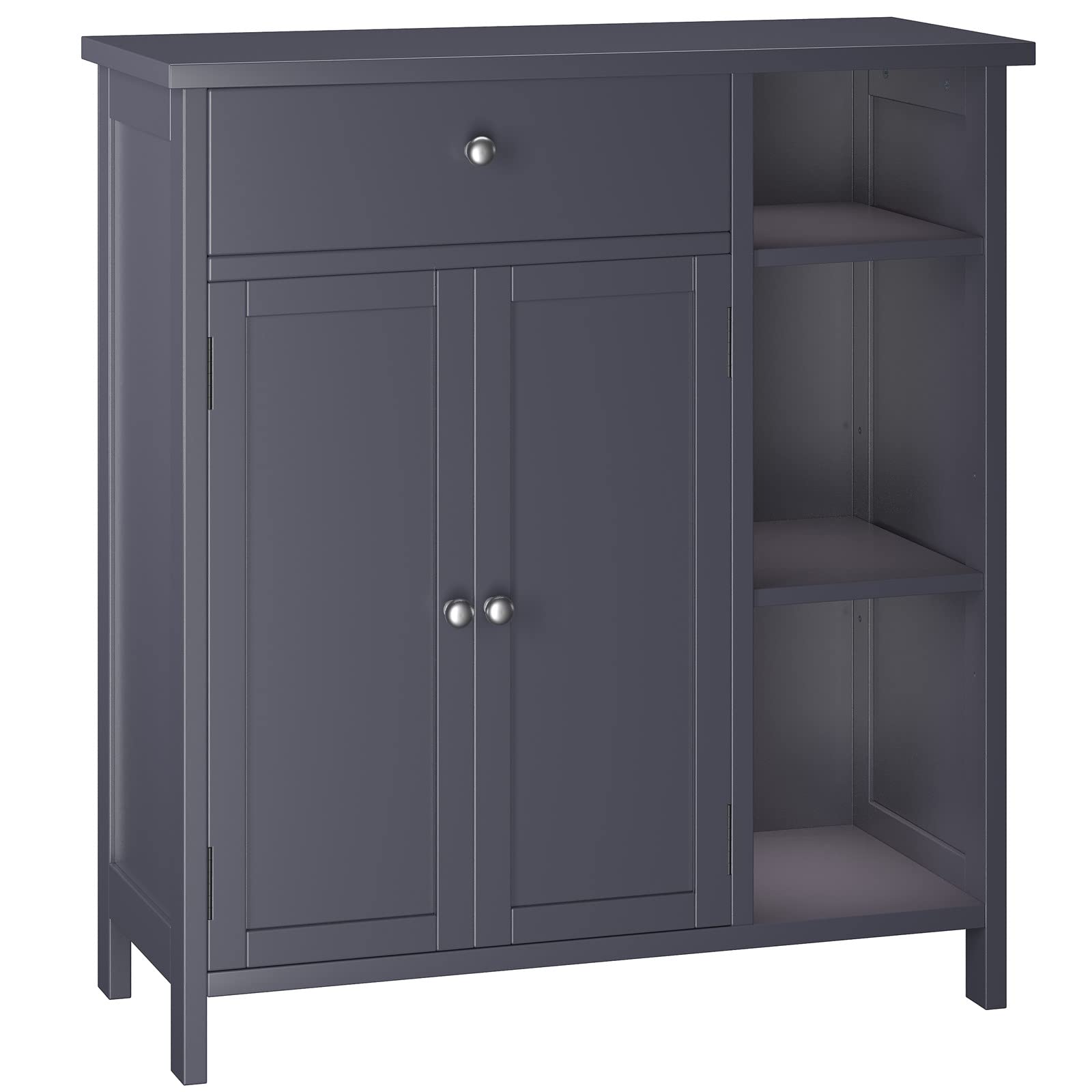 Irontar Freestanding Bathroom Storage Cabinet with Doors, Drawer & Adjustable Shelf - Bathroom Floor Cabinet, Kitchen Cupboard Organizer for Living Room, Bedroom - Dark Grey CWG001G | Space-Saving Home Organization Solution