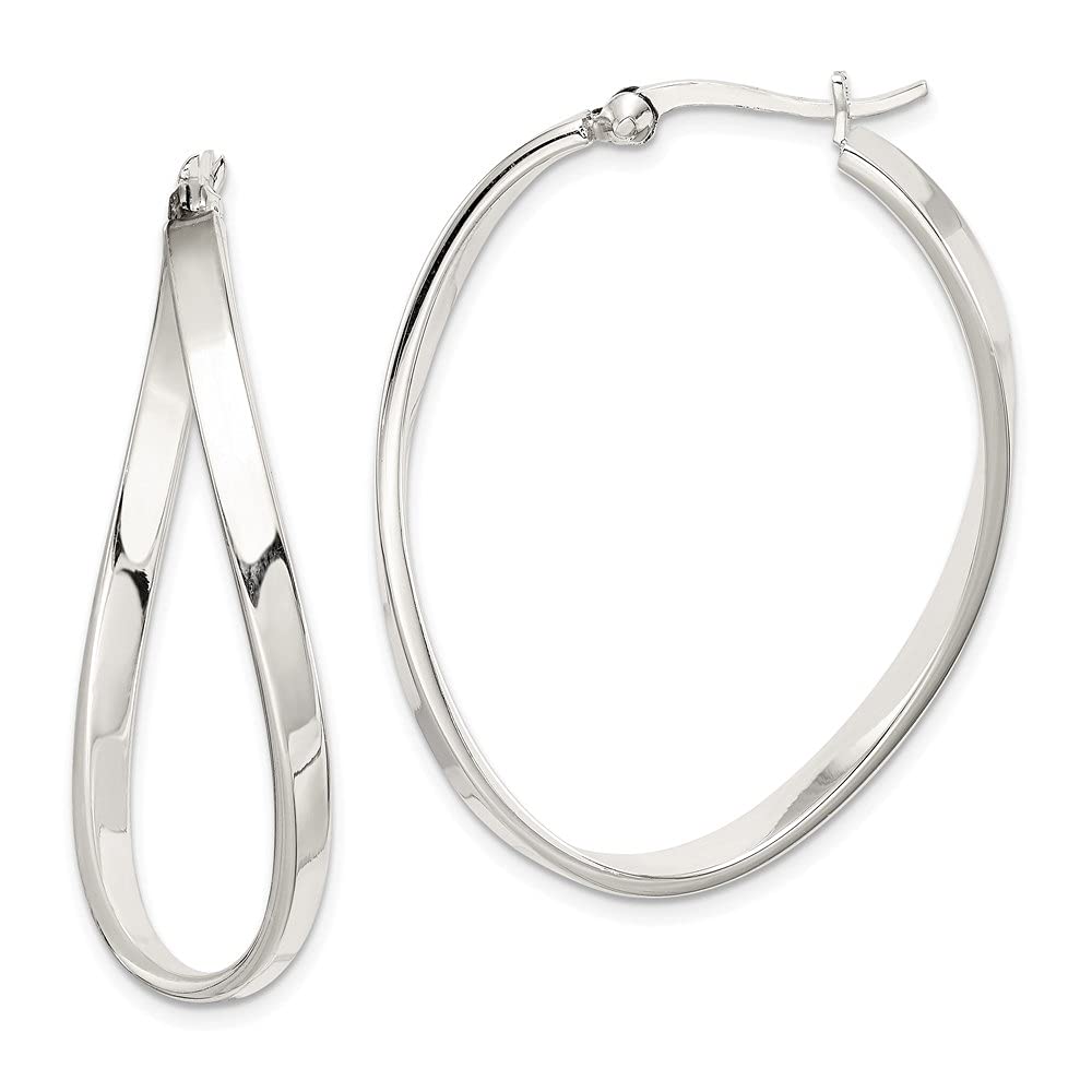 925 Sterling Silver Oval Hoop Earrings for Women - 1.57