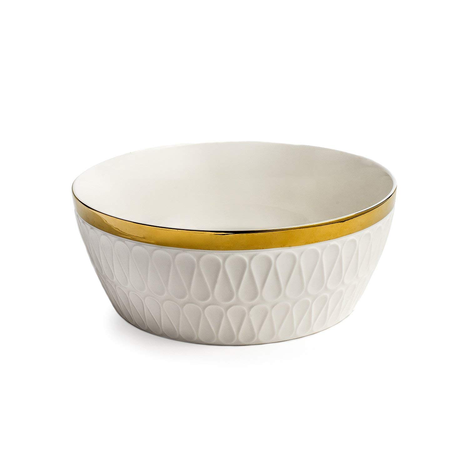 Yedi YCC751 9-Inch Fine Porcelain Salad Bowl - Elegant Ceramic Deep Dish with Gold Rim, Premium Bone China Tableware for Dinner Parties, Salads, Soups & Entertaining