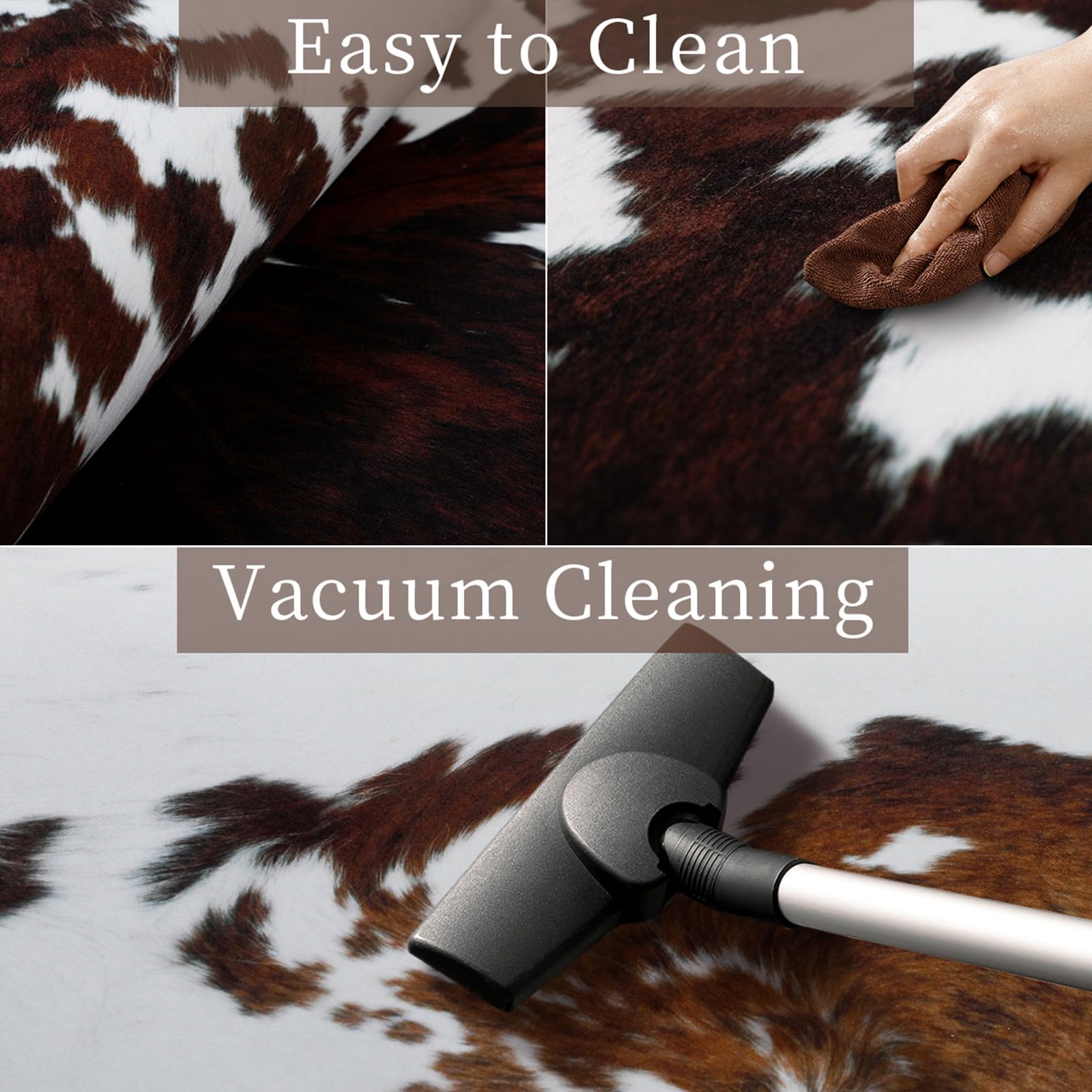 Premium Cowhide Rug 4.6x5.2ft - Natural Brown Cow Print Area Rug for Living Room, Bedroom & Home Office - Western Style Animal Hide Carpet for Rustic & Modern Home Decor - Perfect for Farmhouse, Cabin or Bohemian Interior Design