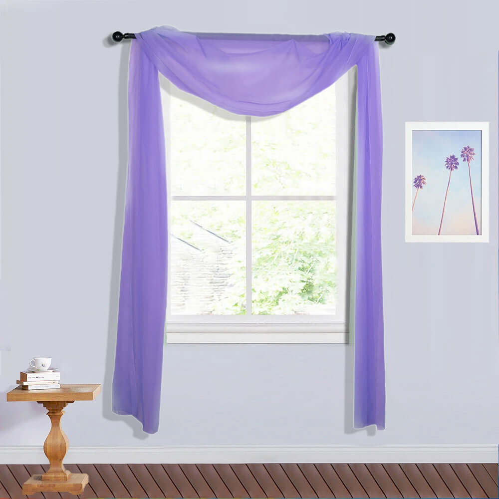 18ft Purple Sheer Organza Wedding Arch Drapery Fabric - Elegant Window Scarf Valance for Weddings, Parties & Home Decor
