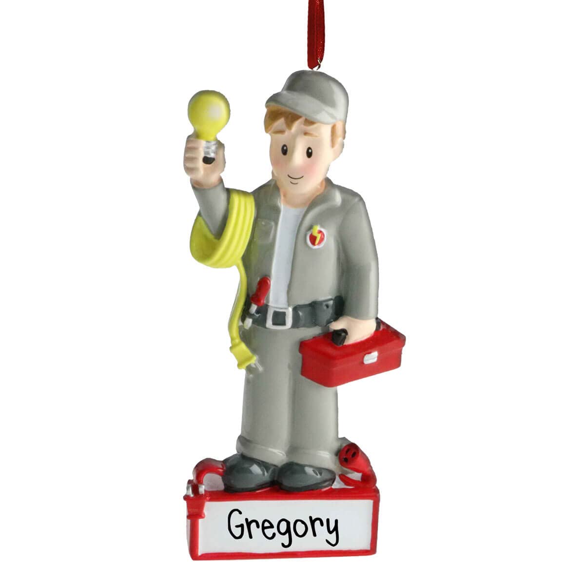 Personalized Electrician Christmas Ornament with Red Toolbox - Handyman & Construction Worker Gift - Perfect for Holiday Tree Decor, Office Party, or DIY Home Decoration