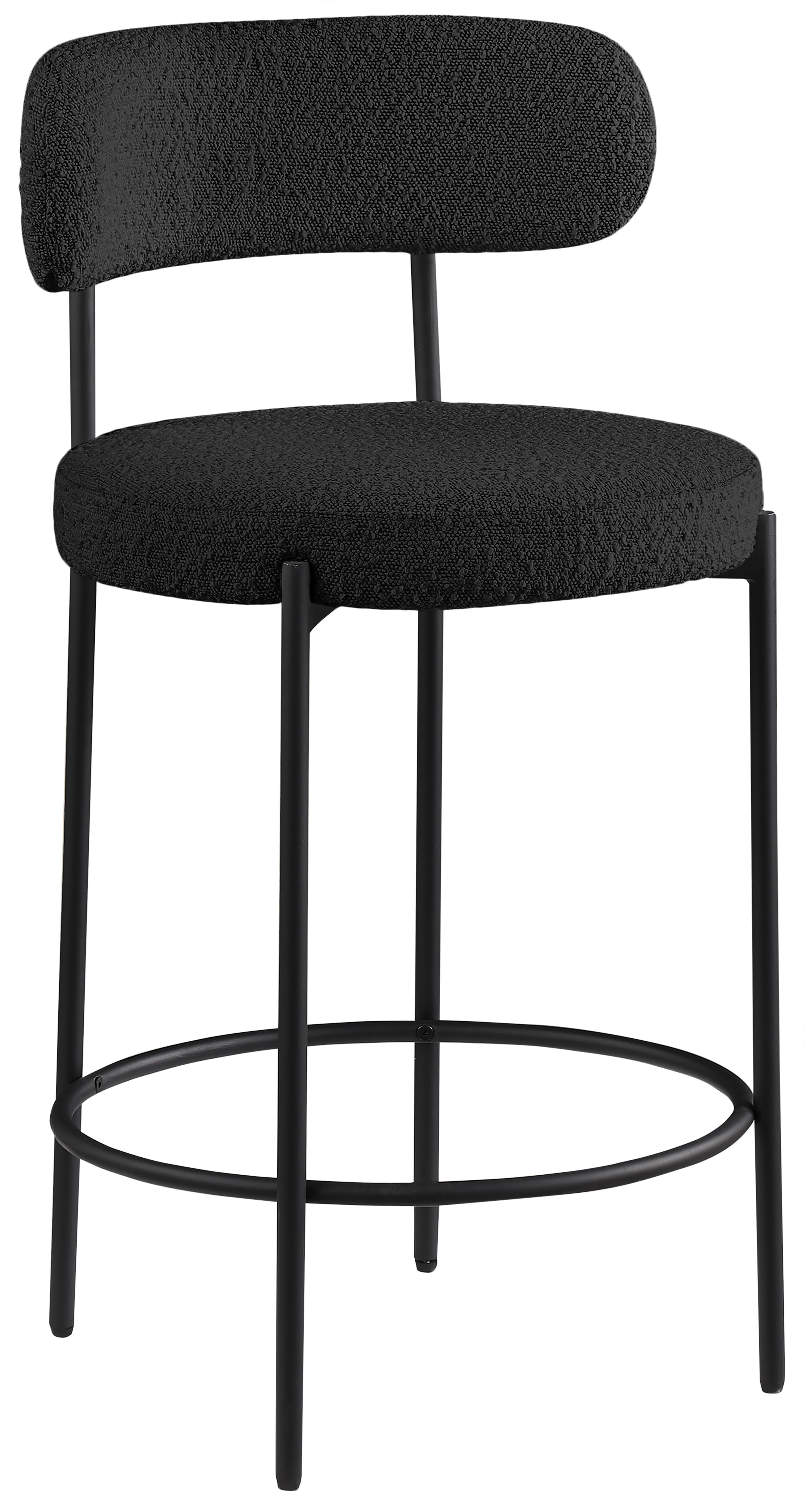 Beacon Boucle Fabric Stool - Modern Round Accent Chair with Soft Textured Upholstery for Living Room, Bedroom & Office Decor
