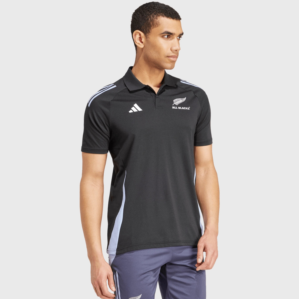Adidas All Blacks Rugby Polo Shirt for Men - Black & Blue Spark Performance Jersey - Perfect for Rugby Matches, Training & Casual Wear