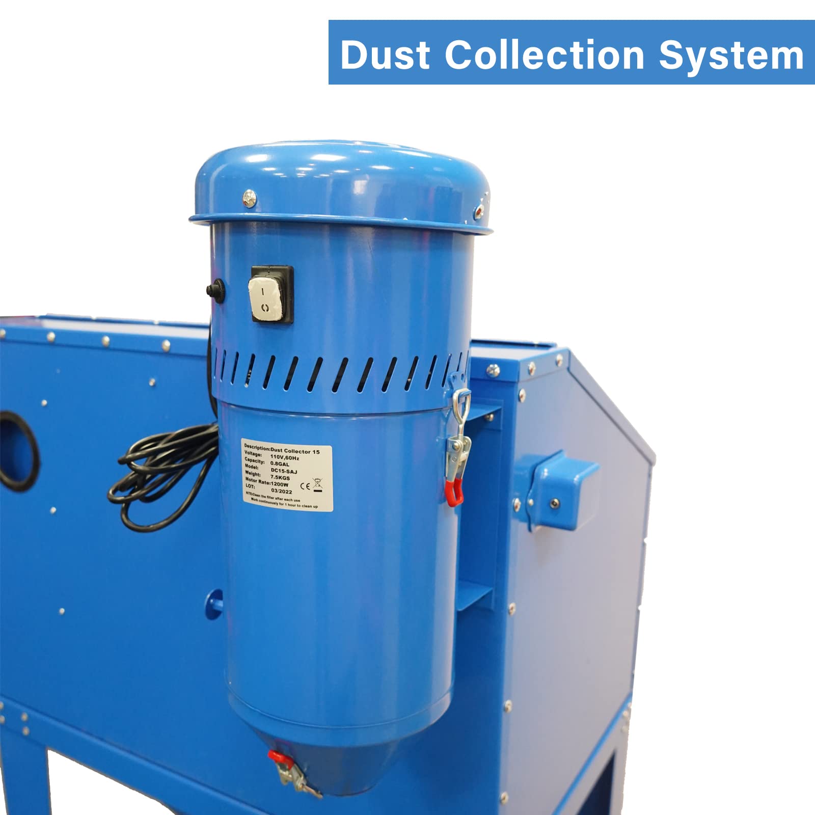 1.75 HP Dust Collector for Sand Blast Cabinet - 2 Gallon Capacity Media Blaster Dust Collection Reclaimer System | Ideal for Workshop, Metalworking & Sandblasting Projects