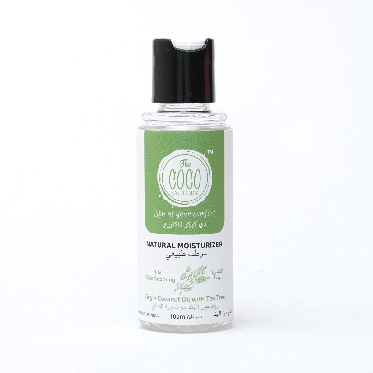 The Coco Factory - 100% Natural Coconut & Tea Tree Body Oil (100ml) - Hydrating Moisturizer & Relaxing Massage Oil for Dry Skin, Aromatherapy & Spa Use