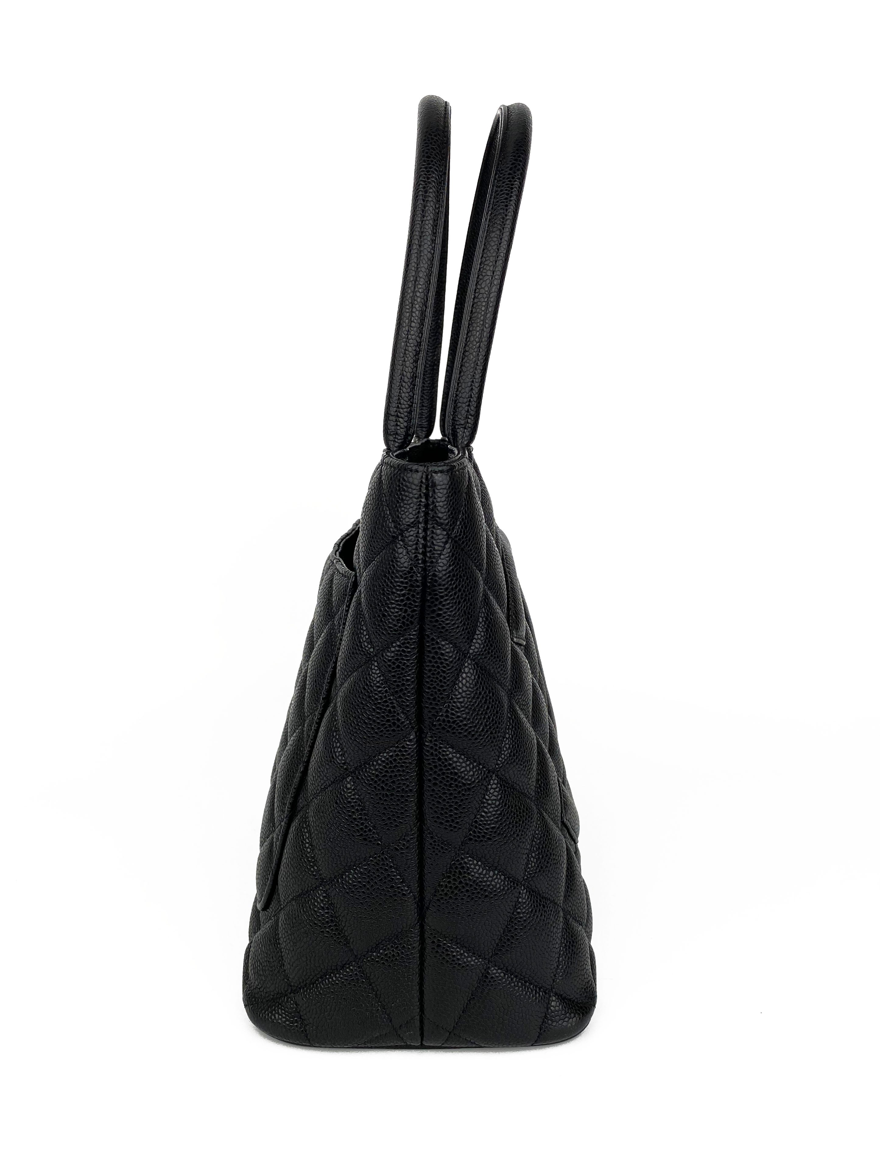 Chanel Black Medallion Tote Bag for Women - Luxury Leather Shoulder Bag - Perfect for Work, Travel & Everyday Use
