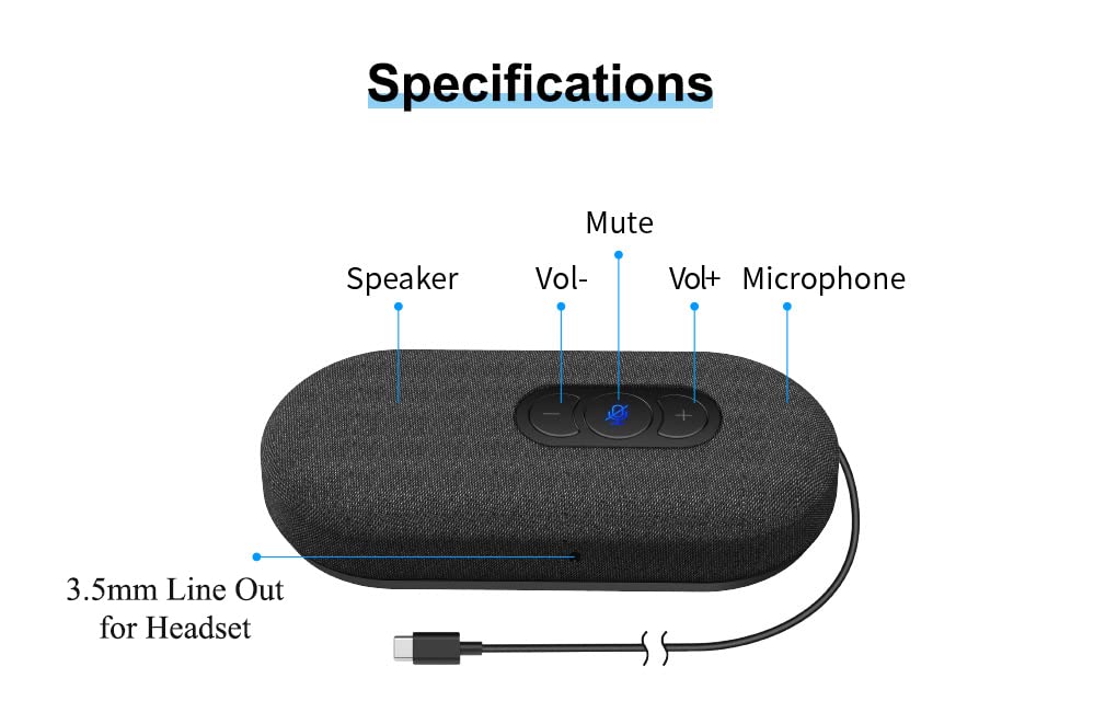 Premium USB Speakerphone for Virtual Meetings - 360° Voice Pickup, Noise Cancelling, Plug & Play - Compatible with Zoom, Teams, Skype - Ideal for Home Office, Conference Calls & Online Classes