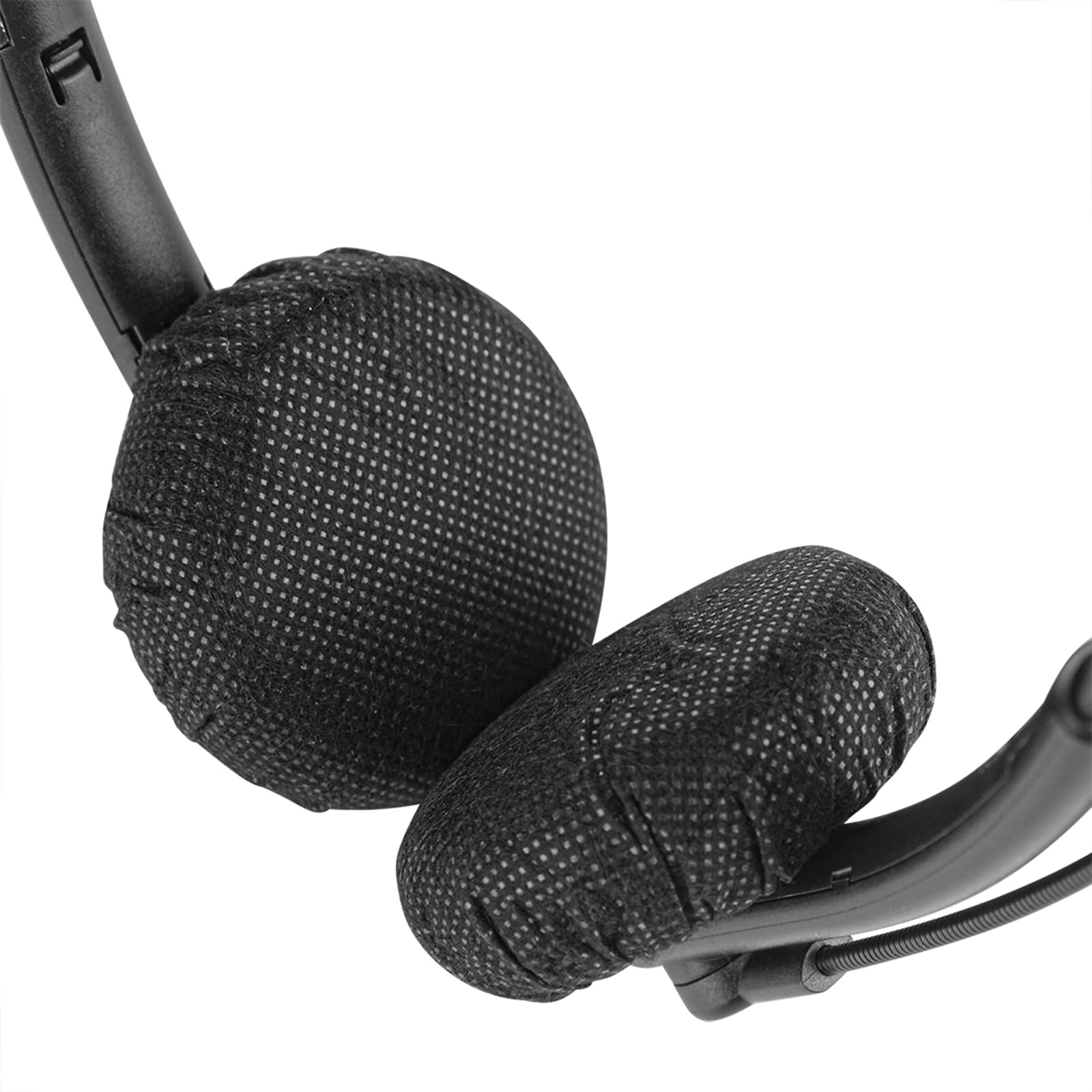 Geekria 100 Pairs Disposable Headphone Ear Covers for Small Call Center Headsets - Stretchable Sanitary Ear Pads, Hygienic Earcup Protectors (XS/Black) - Perfect for Call Centers, Offices & Shared Workspaces