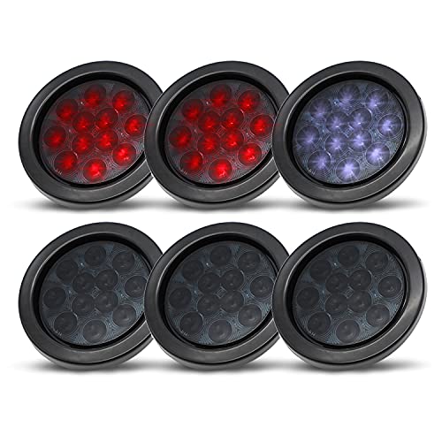 4pcs Smoked/Red+2pcs Smoked/White