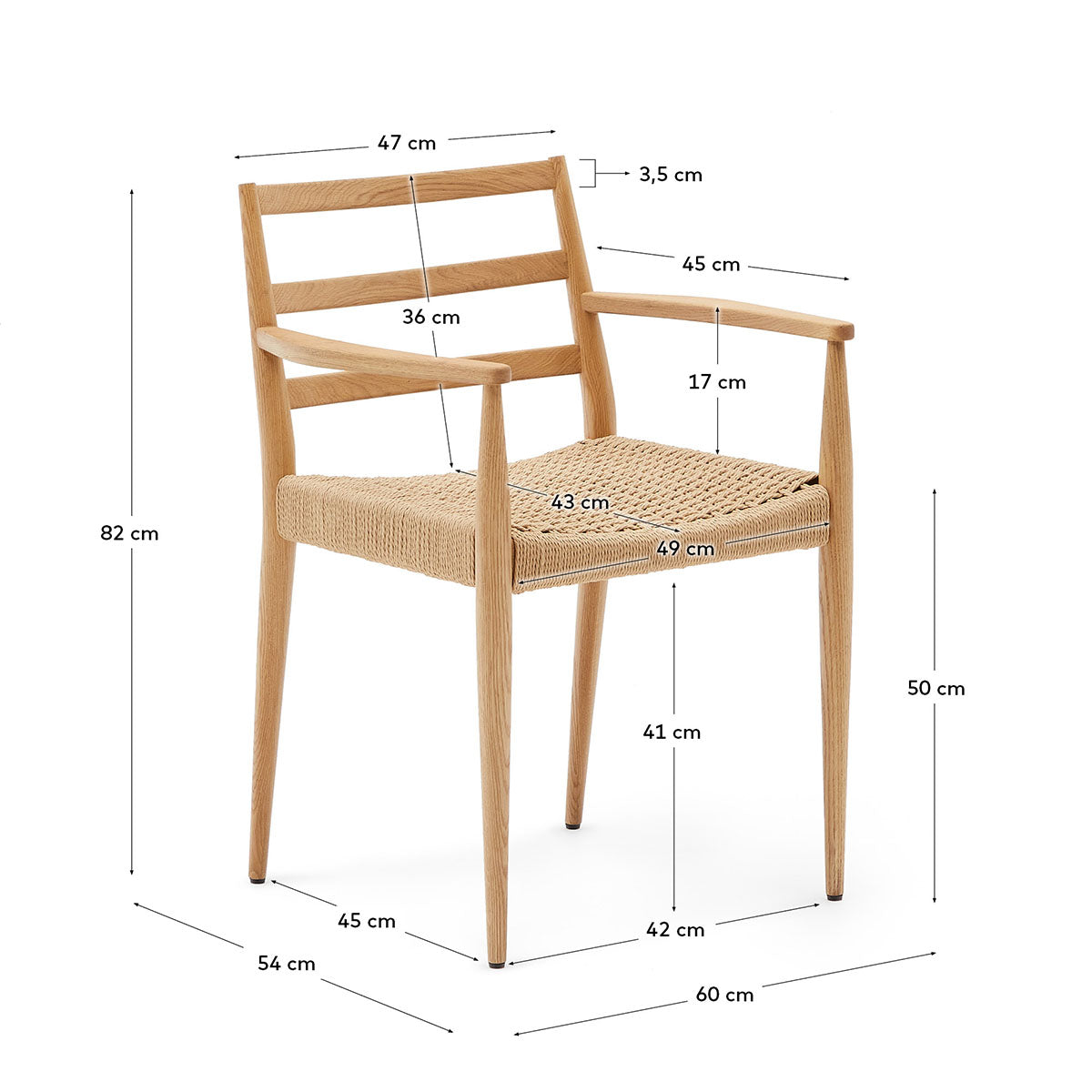 Kave Home Analy Armchair - Modern Accent Chair for Living Room, Bedroom & Office - Comfortable Upholstered Lounge Chair with Wooden Legs - Perfect for Relaxing, Reading & Decorating Your Home