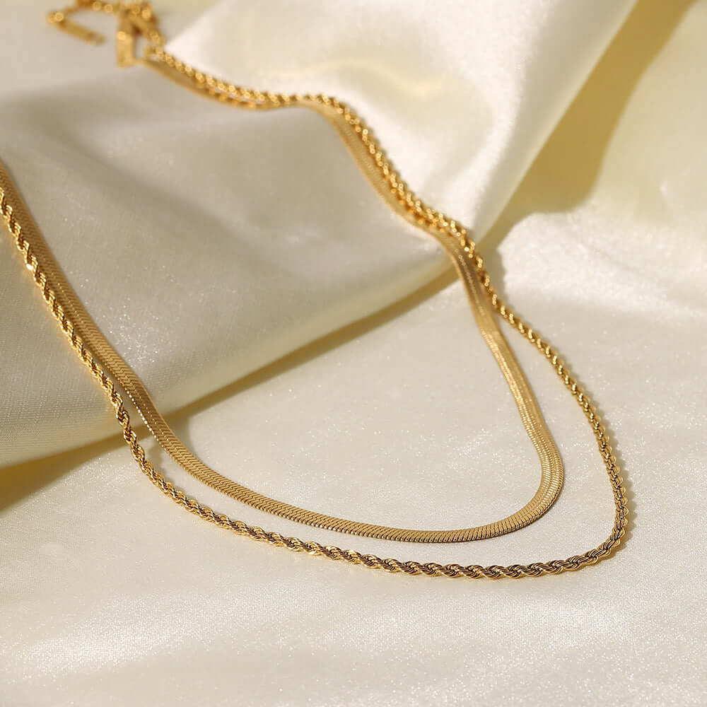 Layered Gold Snake Chain Necklace for Women - Elegant & Dainty Layering Jewelry - Perfect for Everyday Wear, Parties & Gifts | JDN083