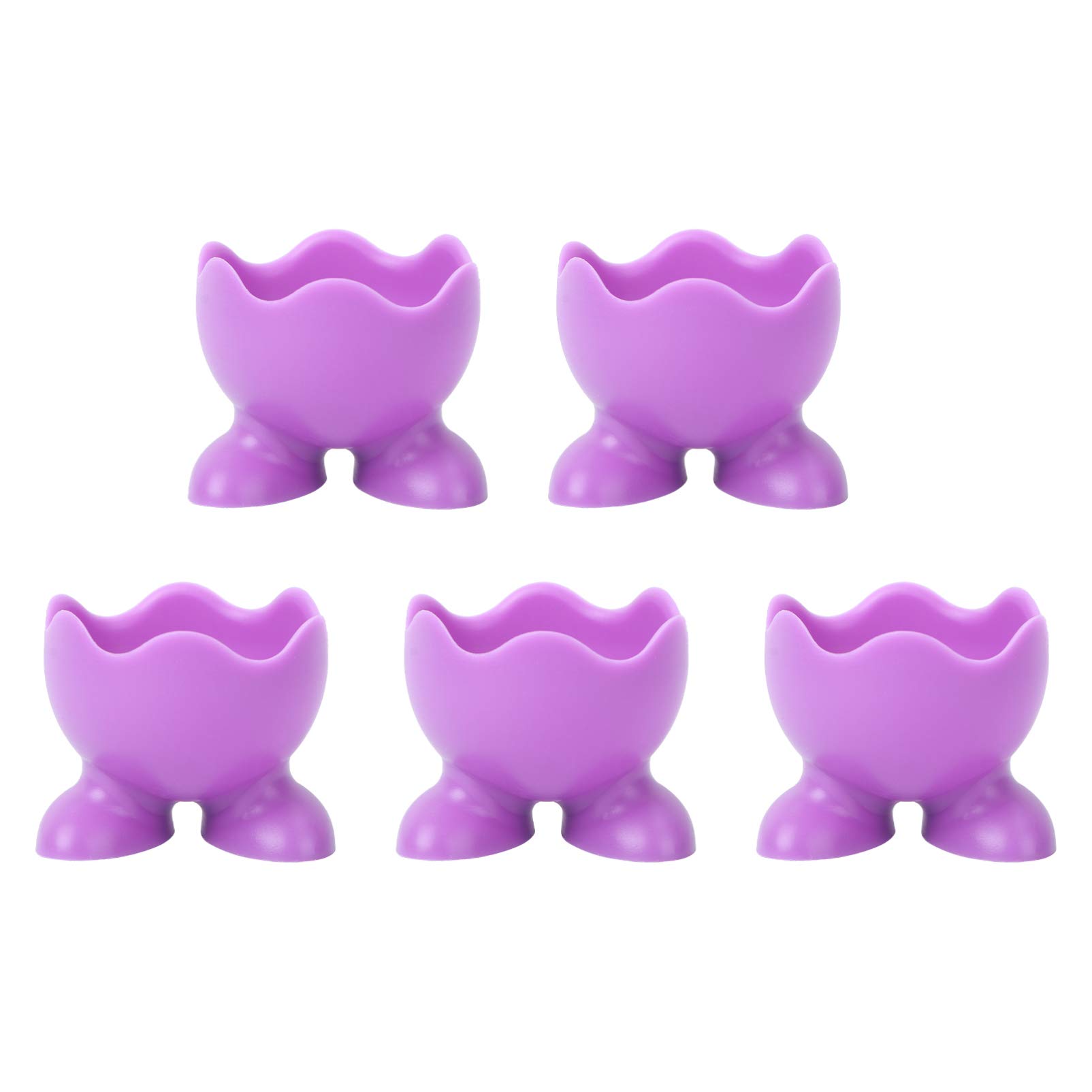 5-Pack Soft Silicone Egg Cup Holders - Boiled Egg Stands with Non-Slip Base, Egg Serving Tray for Breakfast, Kitchen & Dining (Random Colors) - Perfect for Soft/Hard Boiled Eggs, Picnics & Brunch
