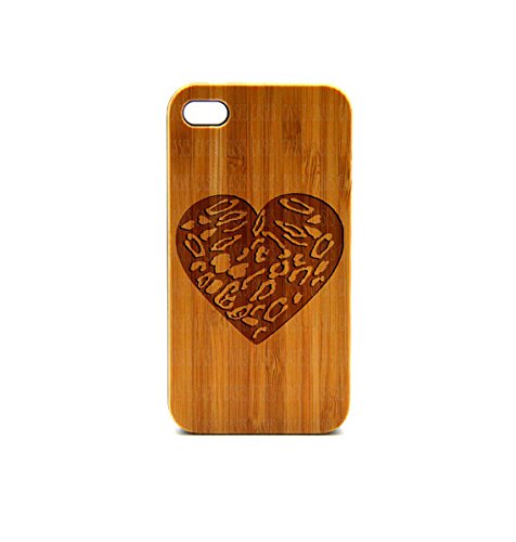 Real Wood iPhone 5c Case with Heart & Eyes Pattern - Premium Handcrafted Wooden Phone Cover for iPhone 5c - Perfect Gift for Nature Lovers & Wood Phone Case Enthusiasts (Home, Office, Travel Use)