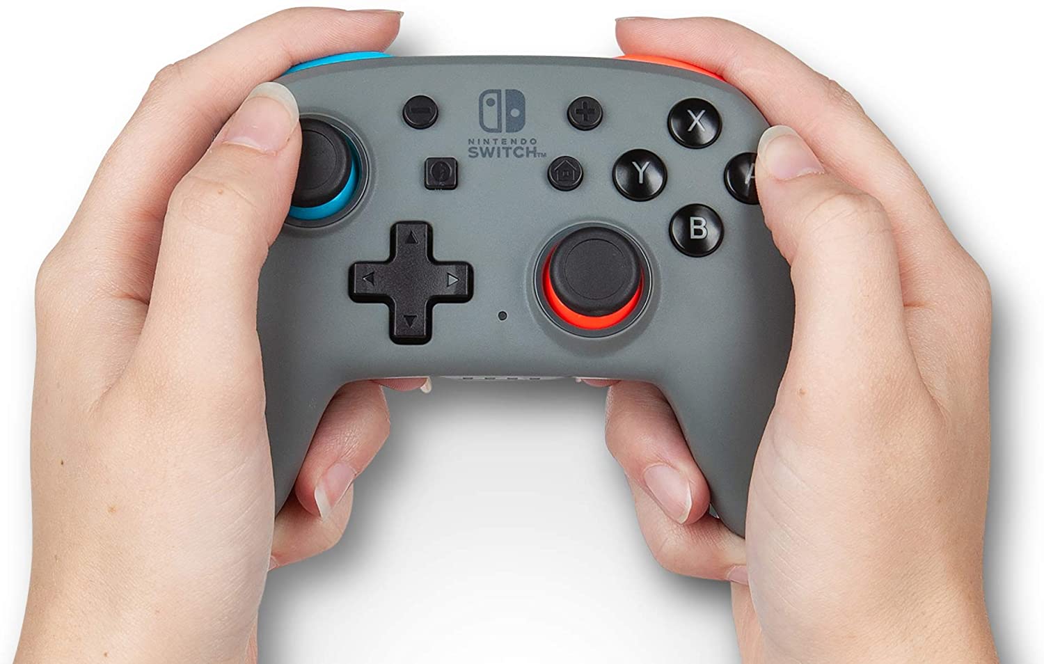 PowerA Nano Enhanced Wireless Controller for Nintendo Switch - Grey/Neon | Ergonomic Design, Motion Controls, Long Battery Life | Perfect for Gaming at Home or On-The-Go
