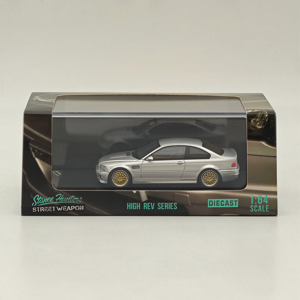 1:64 Scale BMW E46 M3 Silver Diecast Model Car - High Rev Series Collectible Toy for Adults & Kids - Perfect for Display, Gifts, and Racing Enthusiasts