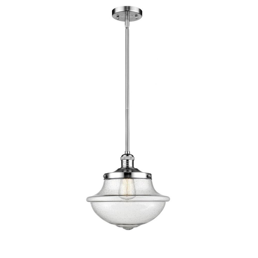Franklin Restoration Collection Large Oxford 1 Light Mini Pendant - Polished Chrome Finish - Vintage Industrial Lighting for Kitchen Island, Dining Room & Entryway