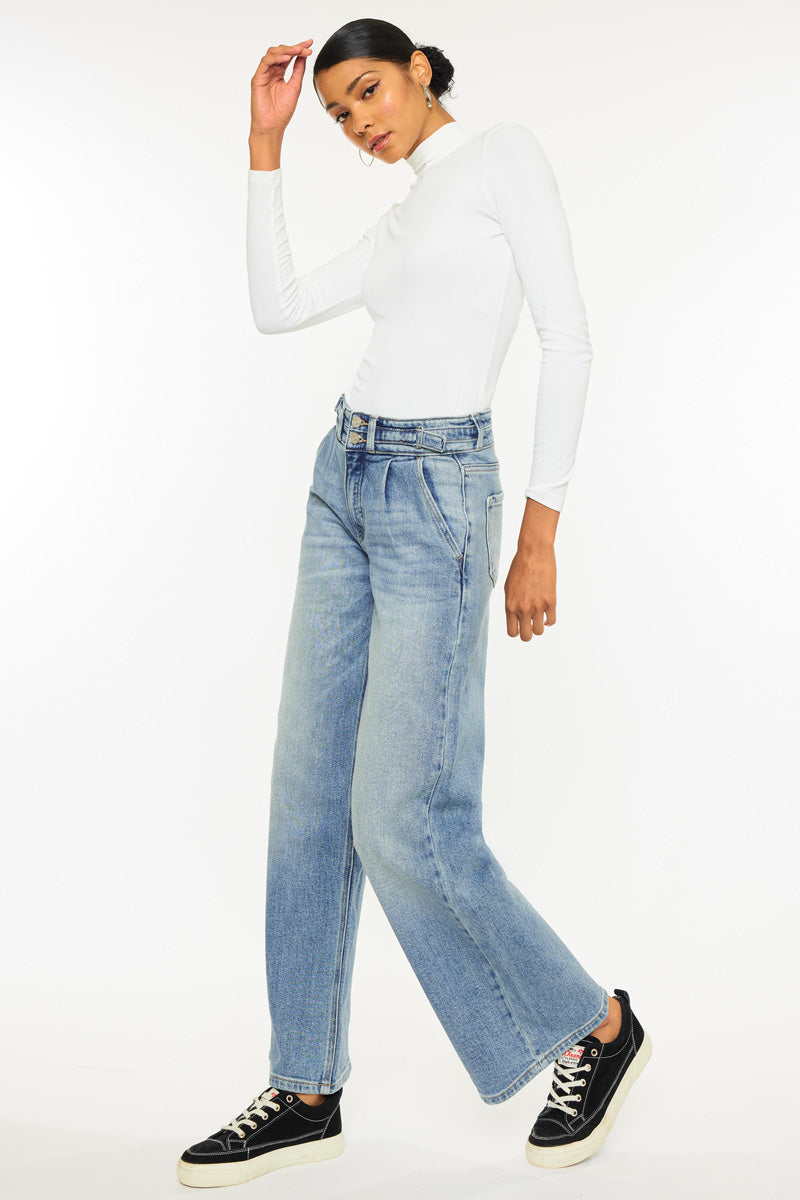 Promise High Rise Wide Leg Jeans for Women - Comfortable Stretchy Denim Pants - Perfect for Casual Wear, Office Outfits & Street Style Fashion