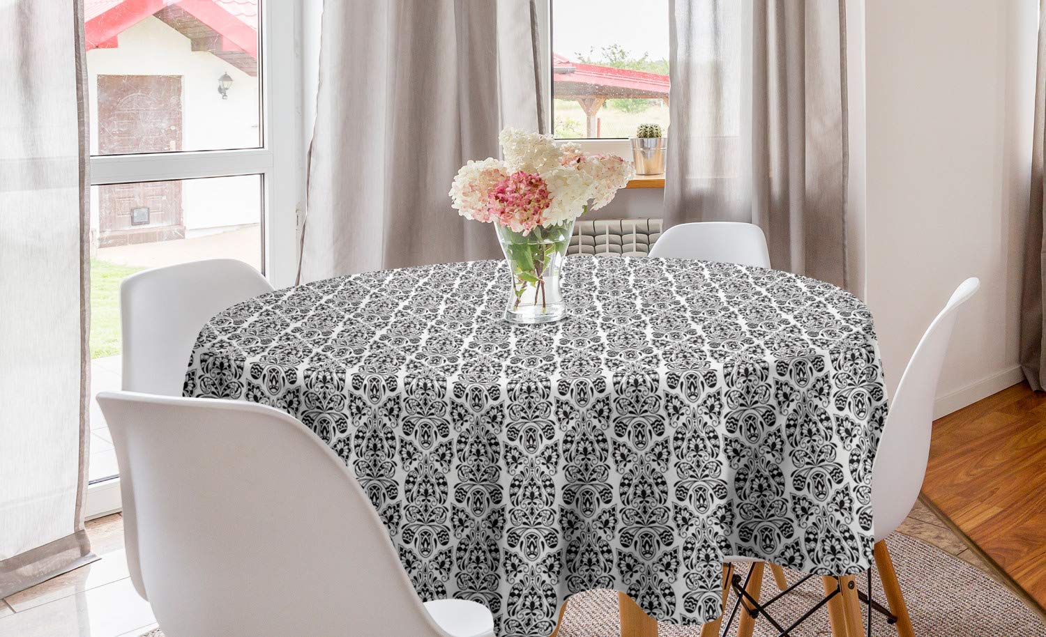 Ambesonne Floral Round Tablecloth 60