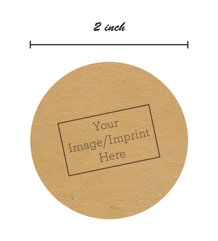 Customizable 2000 Brown Kraft Stickers - 2 Inch Circle Personalized Labels with Black Ink Logo Printing | Perfect for Branding, Packaging & DIY Crafts