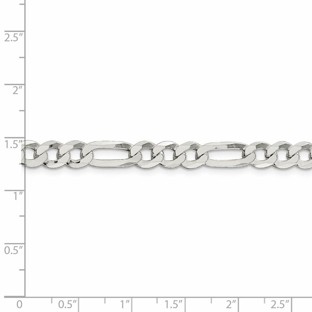 7mm Sterling Silver Figaro Chain Bracelet - Elegant & Stylish for Daily Wear