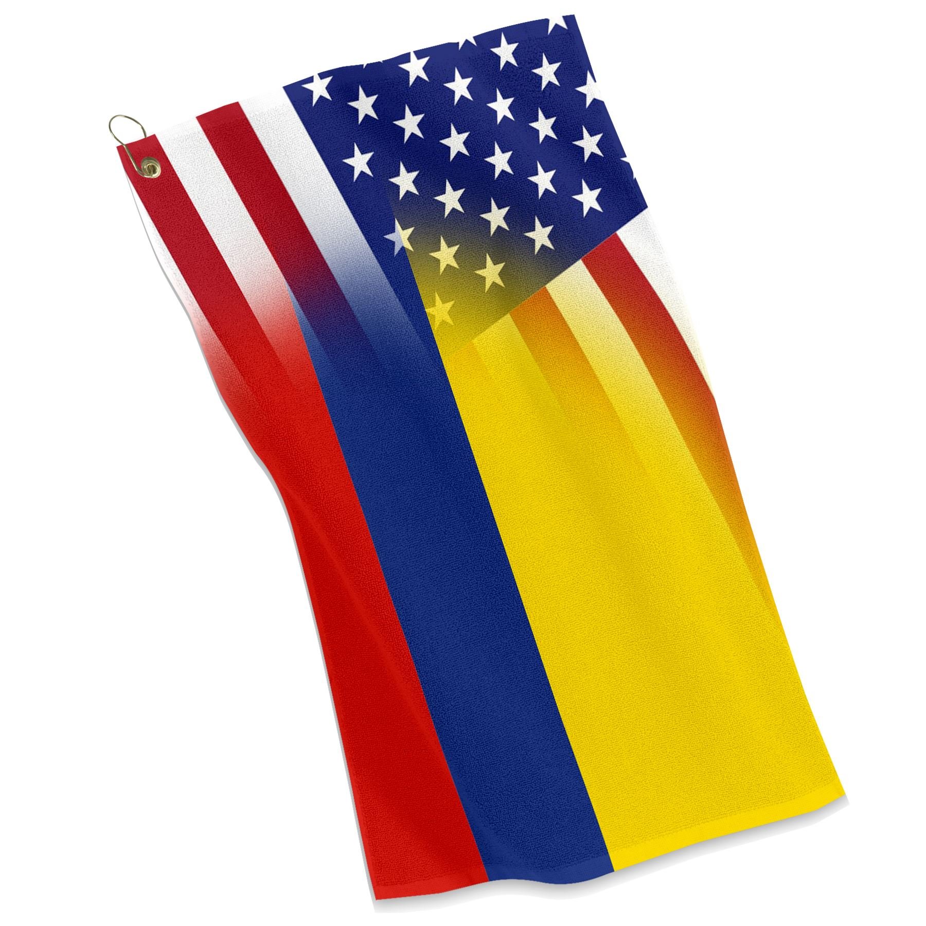 ExpressItBest Golf & Sports Towel - USA & Colombia Flag Design - Quick-Dry Microfiber Towel for Golf, Tennis, Gym & Outdoor Activities