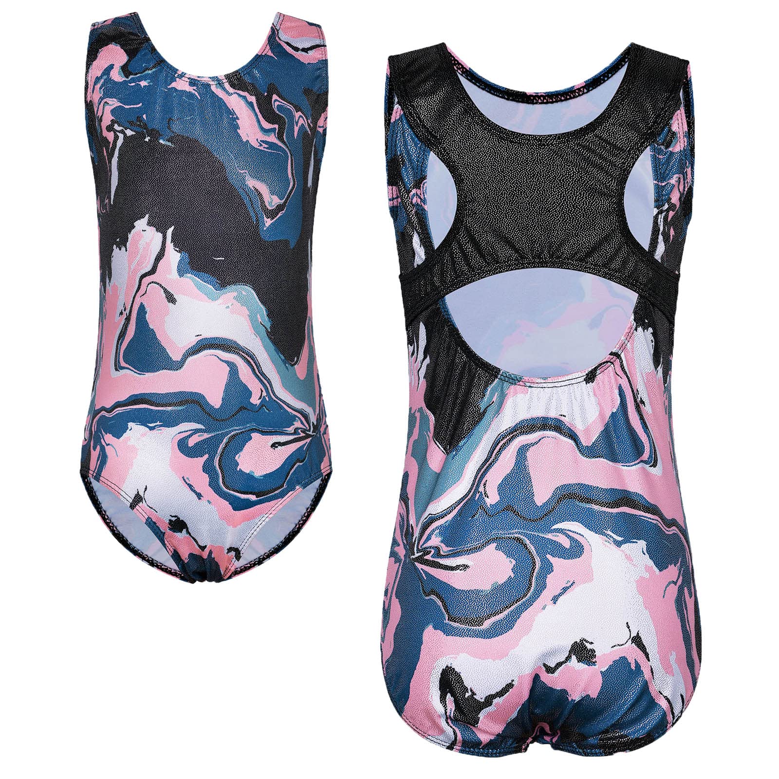 XFGIRLS Girls Gymnastics Leotard with Sparkles - One Piece Ballet Dance Leotard for Kids - Stretchy Activewear for Gymnastics, Dance Practice & Competition