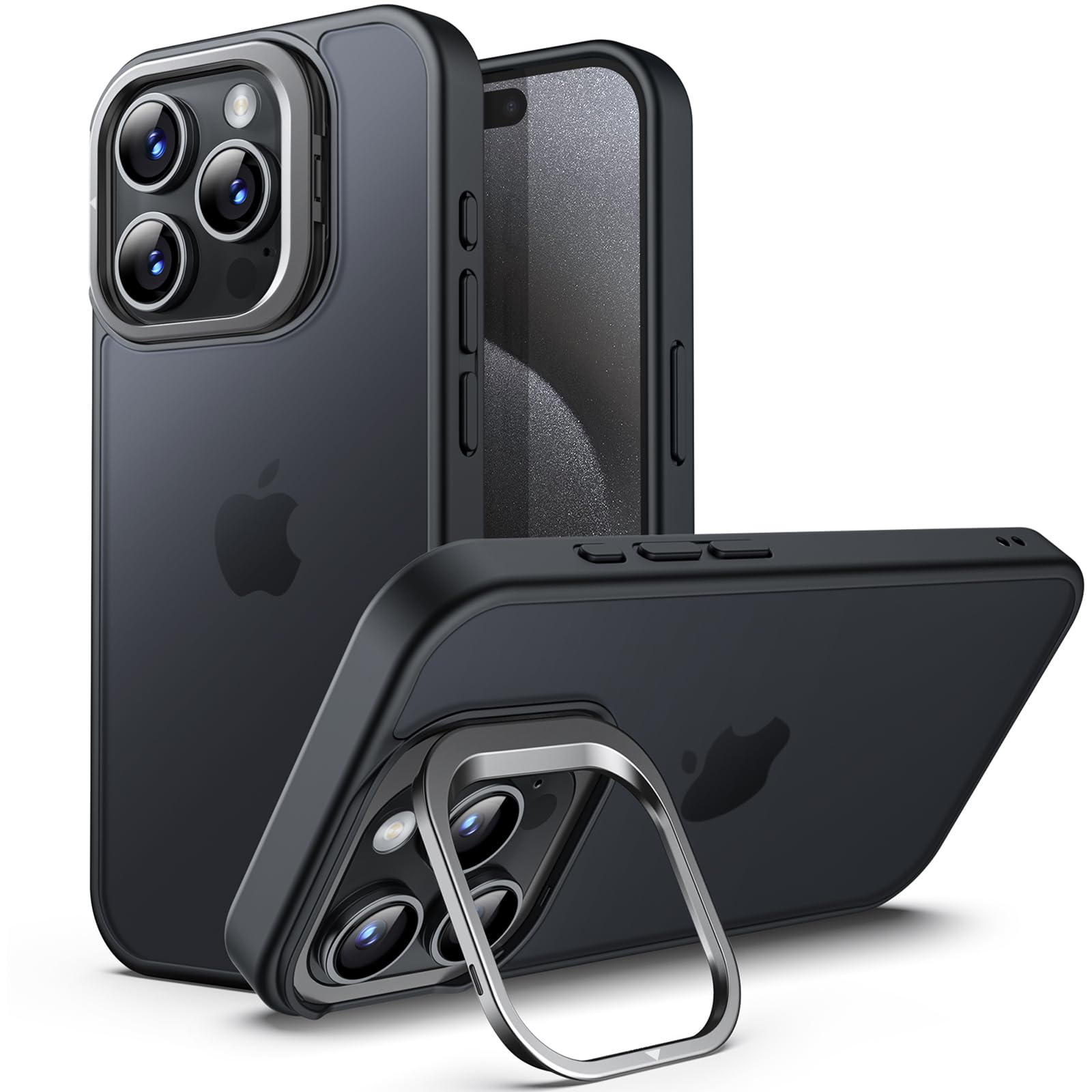 JETech iPhone 15 Pro Max Case with Kickstand & Camera Stand - Military Protection for Outdoor & Travel