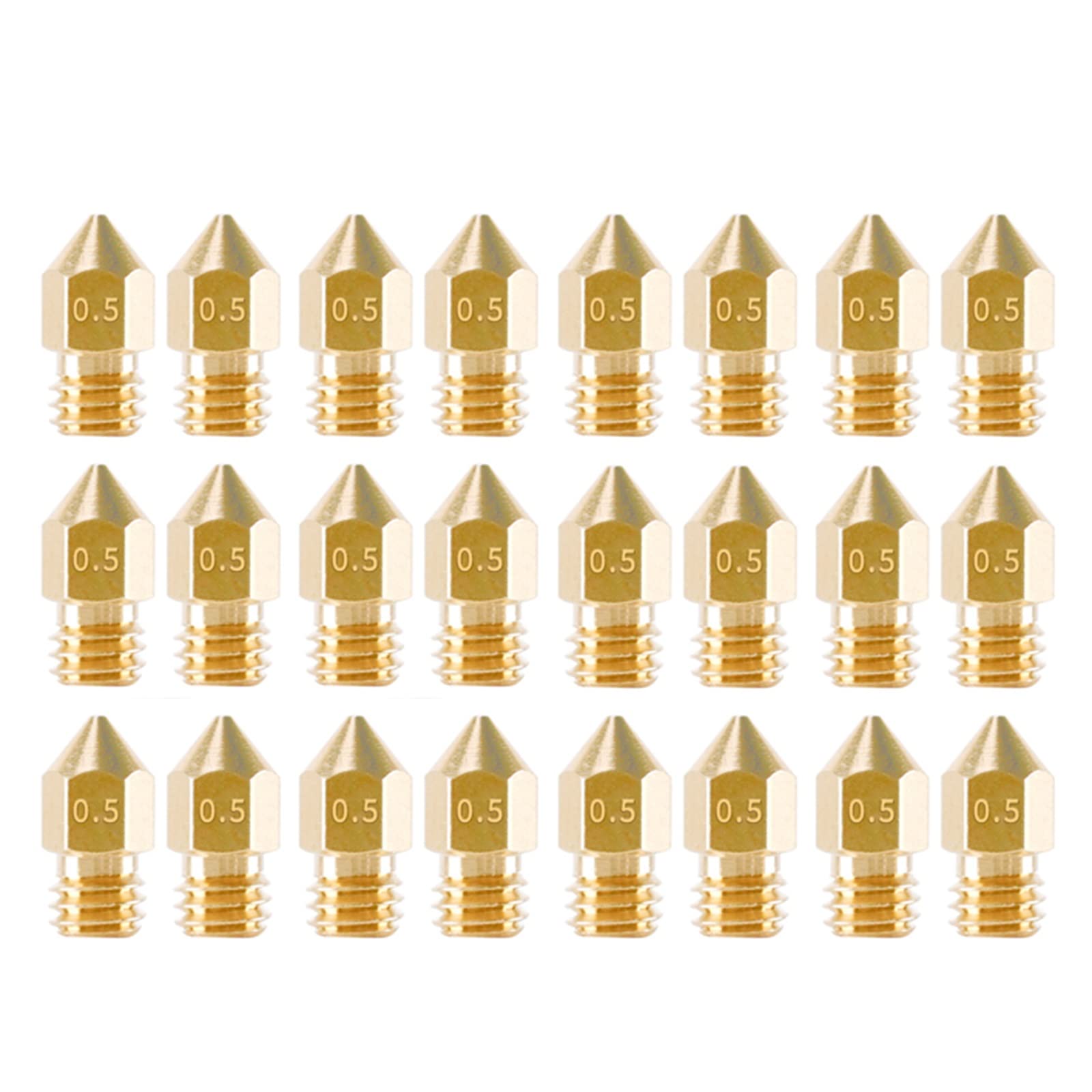 RiShengChang 24PCS 3D Printer Nozzles - 0.5mm Brass Extruder Print Head Compatible with 1.75mm Filament Printers - Perfect for DIY Projects, Home Use & Professional 3D Printing