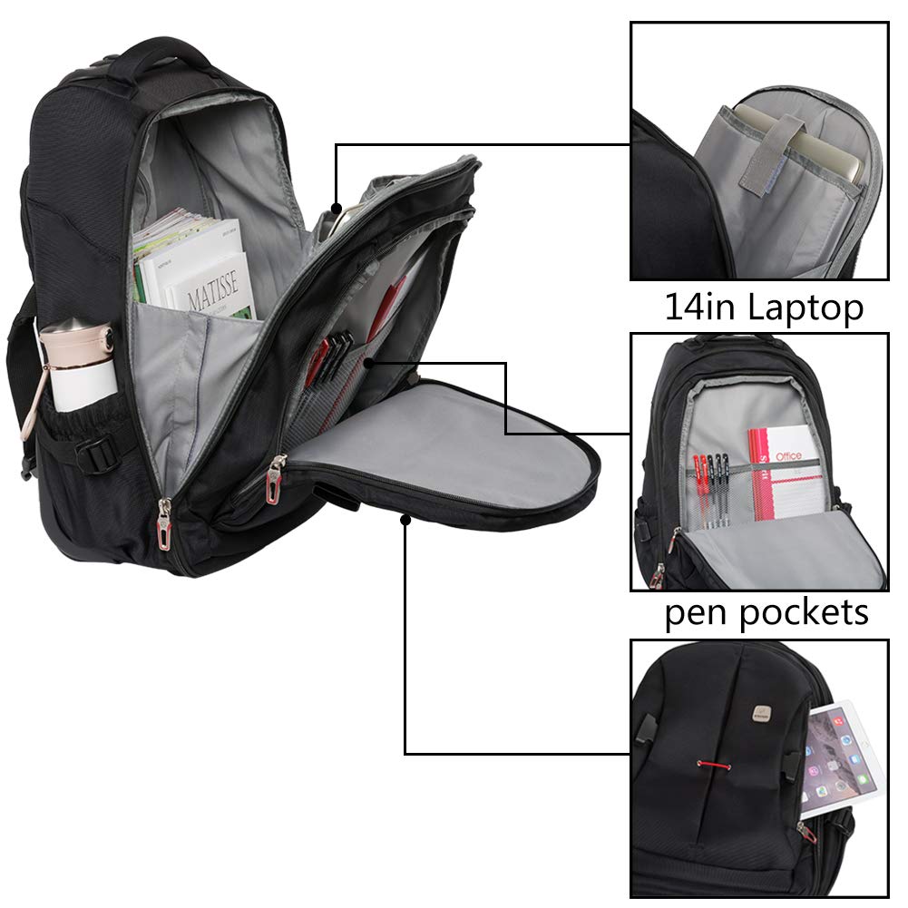 SKYMOVE 19 Inch Wheeled Rolling Backpack for Adults & Students - Laptop & Book Travel Backpack with Extendable Handle (Black) - Perfect for School, Business Travel & Commuting