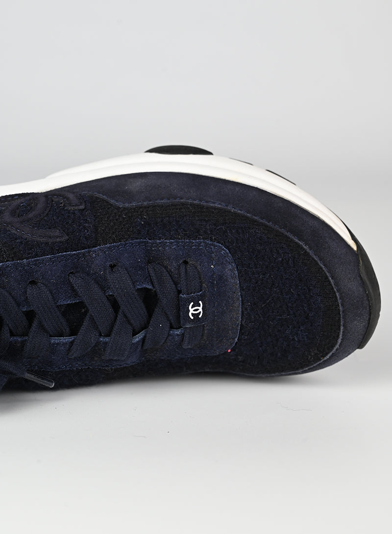 Chanel Blue Fabric Sneakers Women's Size 37 - Stylish & Comfortable for Casual Wear, Travel & Daily Outfits