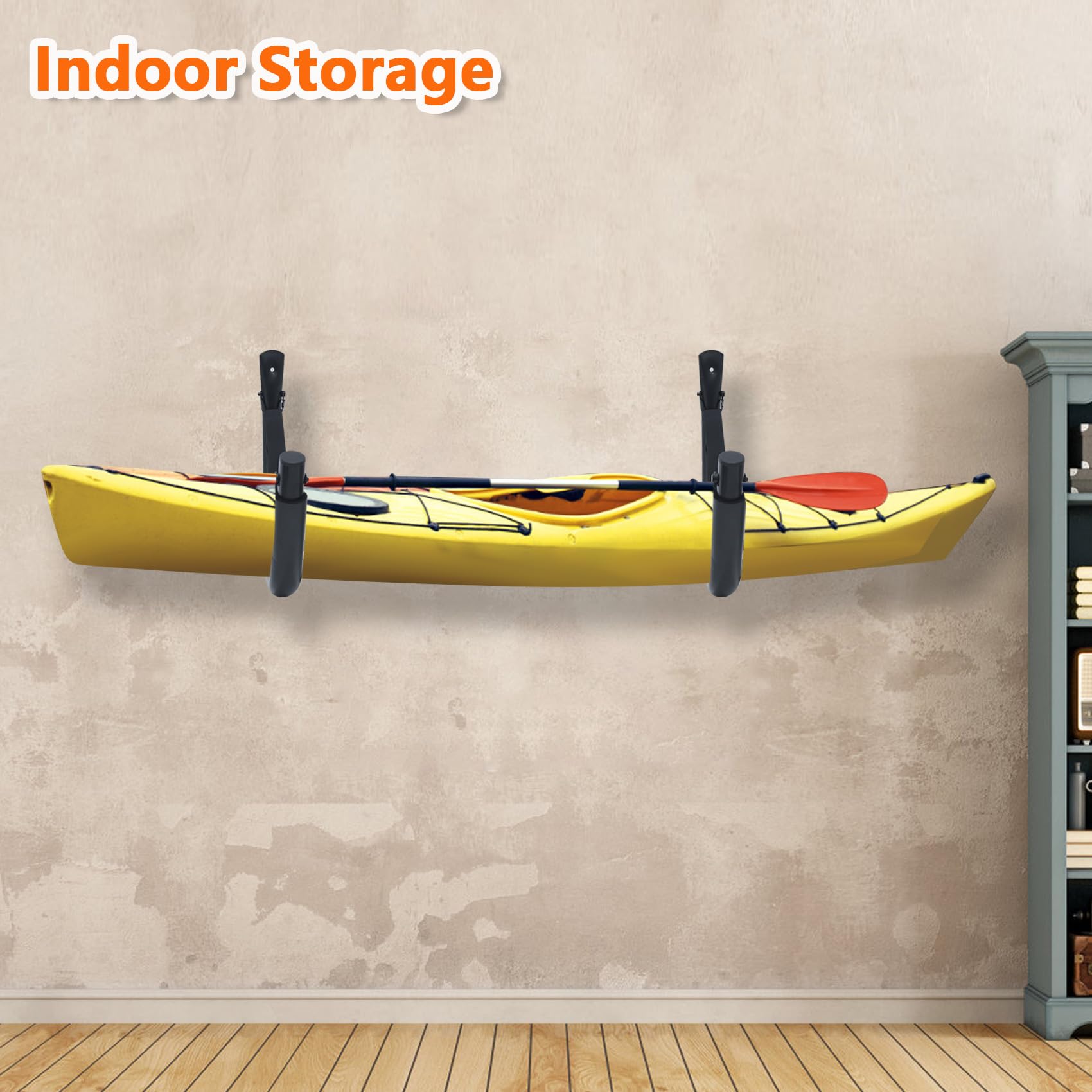 **Heavy Duty Kayak Wall Mount Storage Rack - 4 Pack with Straps, 100 LB Capacity - Perfect for Garage, Paddle Boards, Surfboards, Bikes, Ladders, SUP & Snowboards (Ideal for Outdoor Gear Organization & Space Saving)**