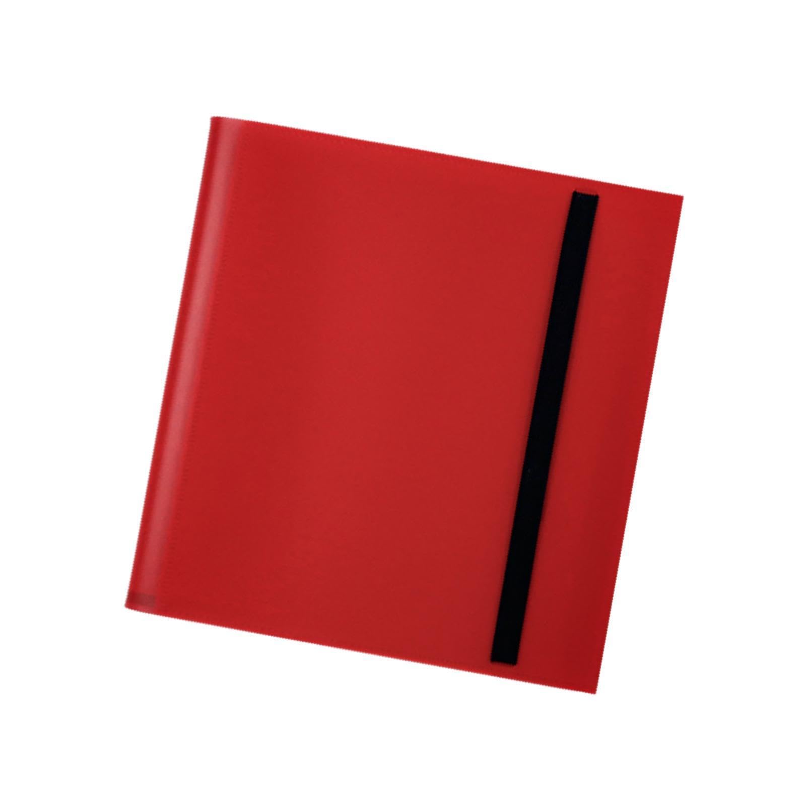 Tachiuwa 12-Pocket Trading Card Binder with Elastic Strap - Refillable Collector Album for Basketball, Baseball, Football & Pokemon Cards - Perfect for Organizing, Storing & Displaying Sports & Gaming Cards (Red)